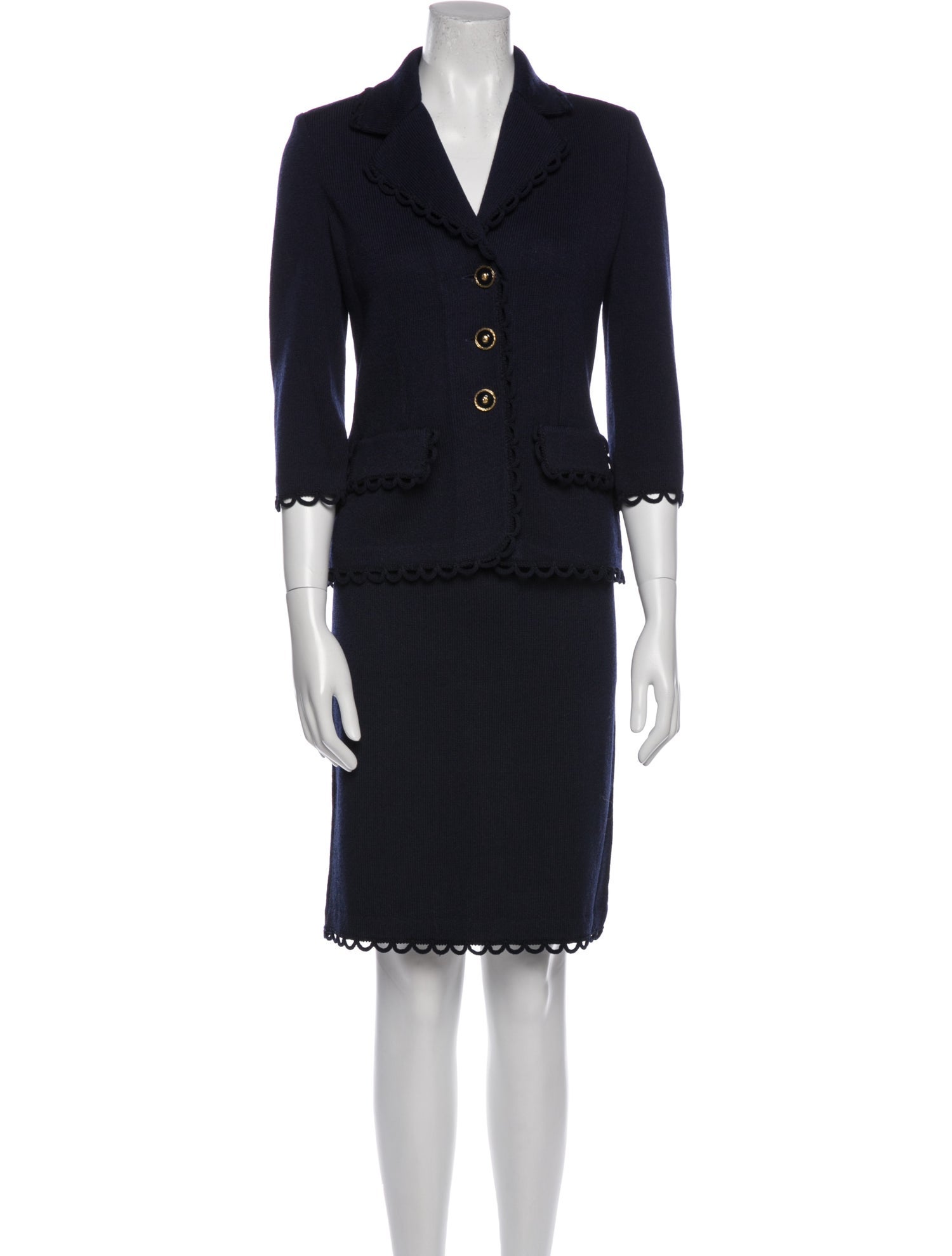 St. John Wool Crystal Embellishments Skirt Set