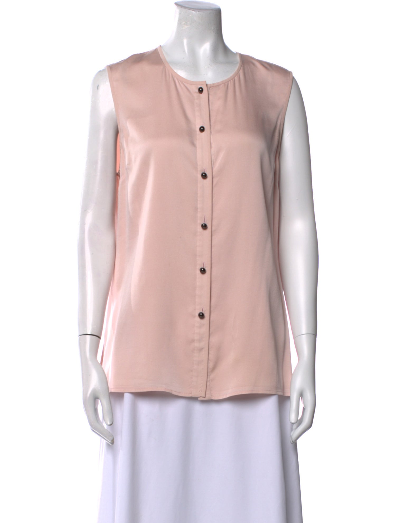 St. John Silk Crew Neck Button-Up Top