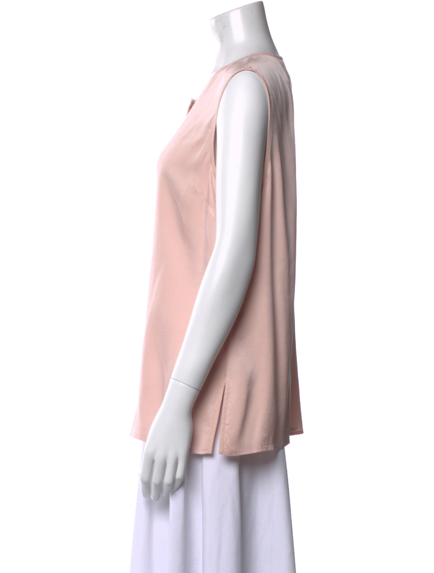 St. John Silk Crew Neck Button-Up Top