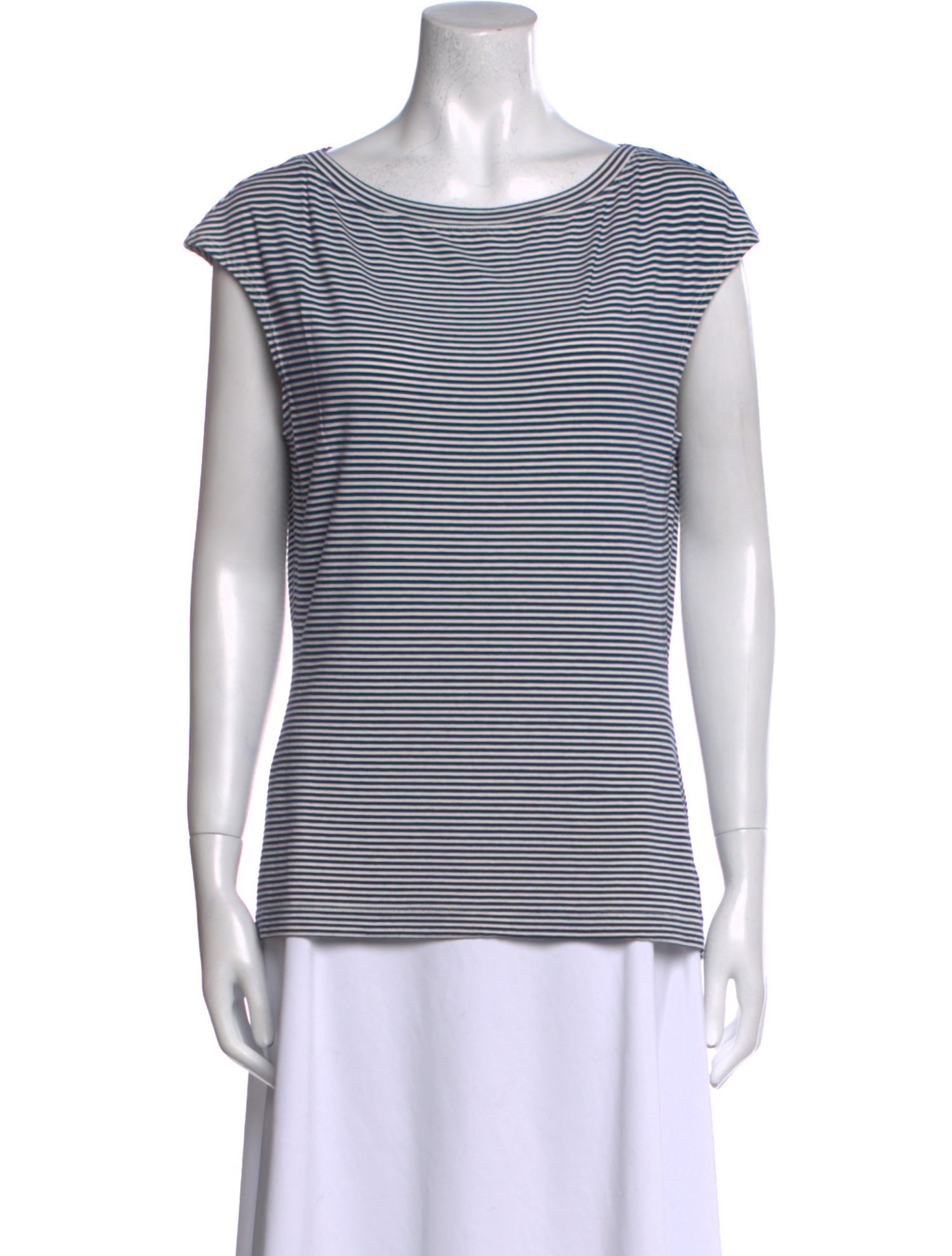 St. John Striped Bateau Neckline Top