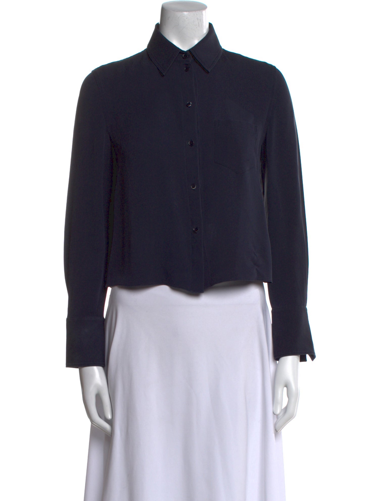 St. John Silk Long Sleeve Button-Up Top