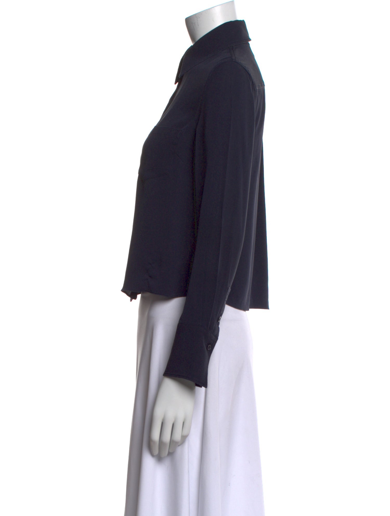 St. John Silk Long Sleeve Button-Up Top