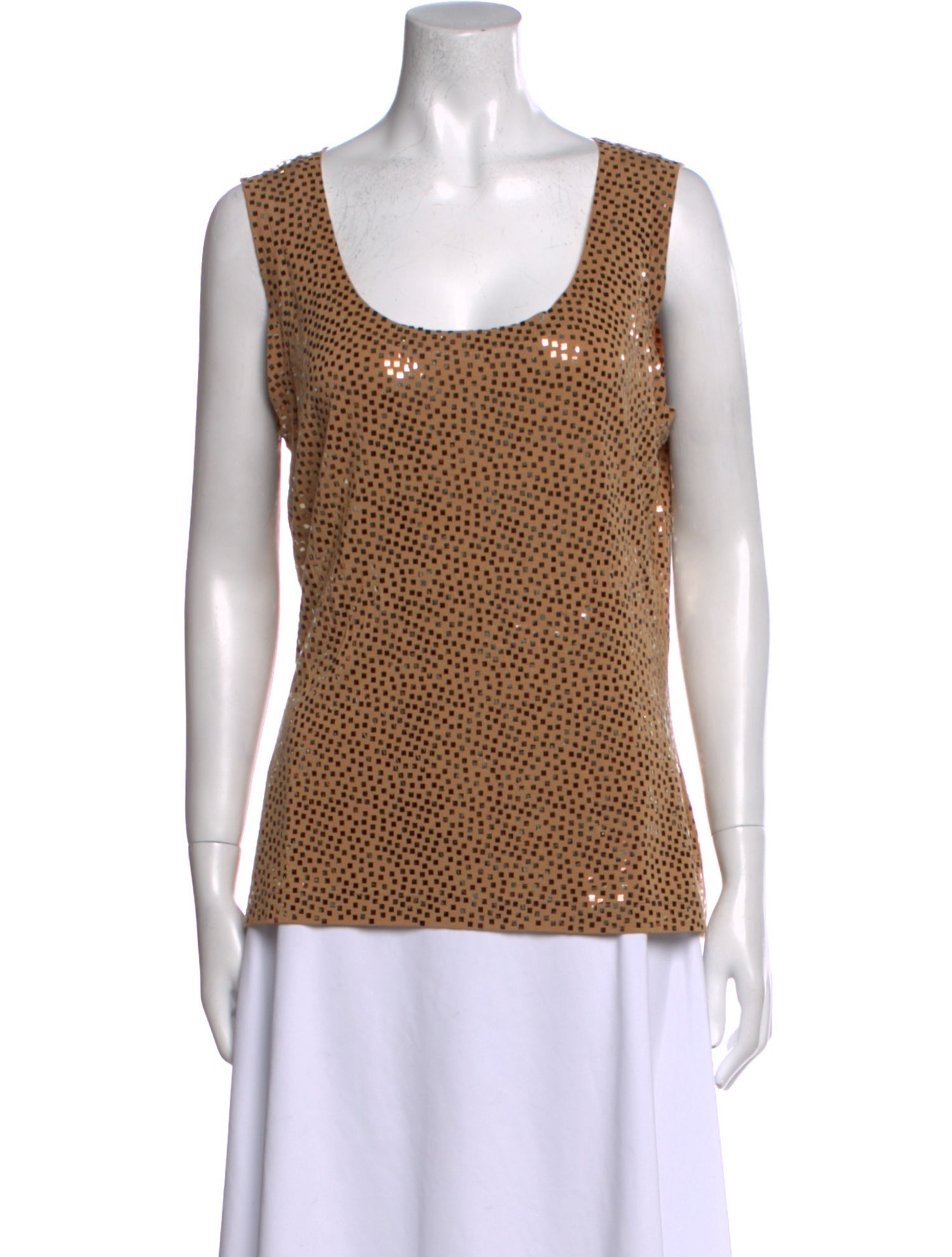 St. John Polka Dot Print Scoop Neck Top