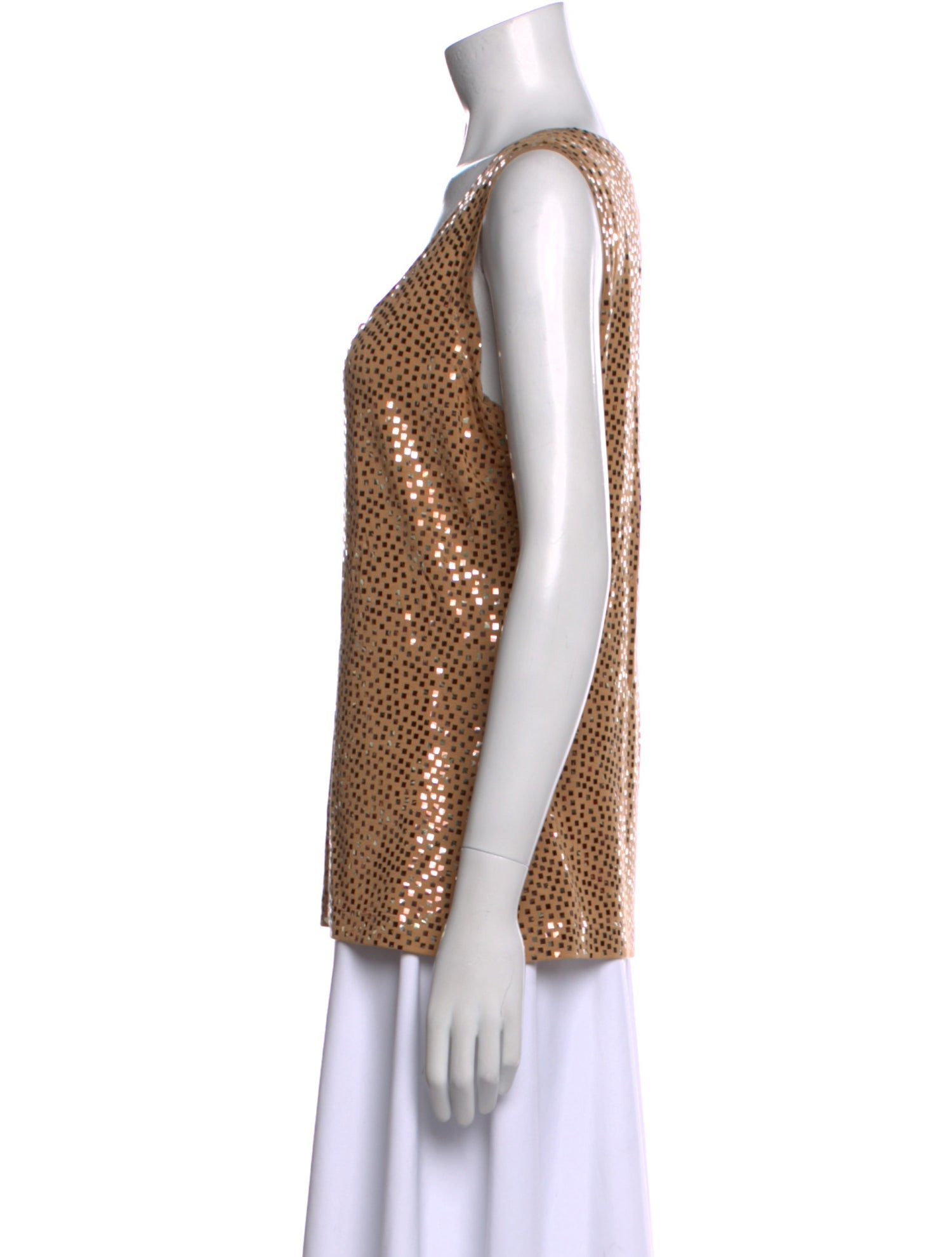 St. John Polka Dot Print Scoop Neck Top