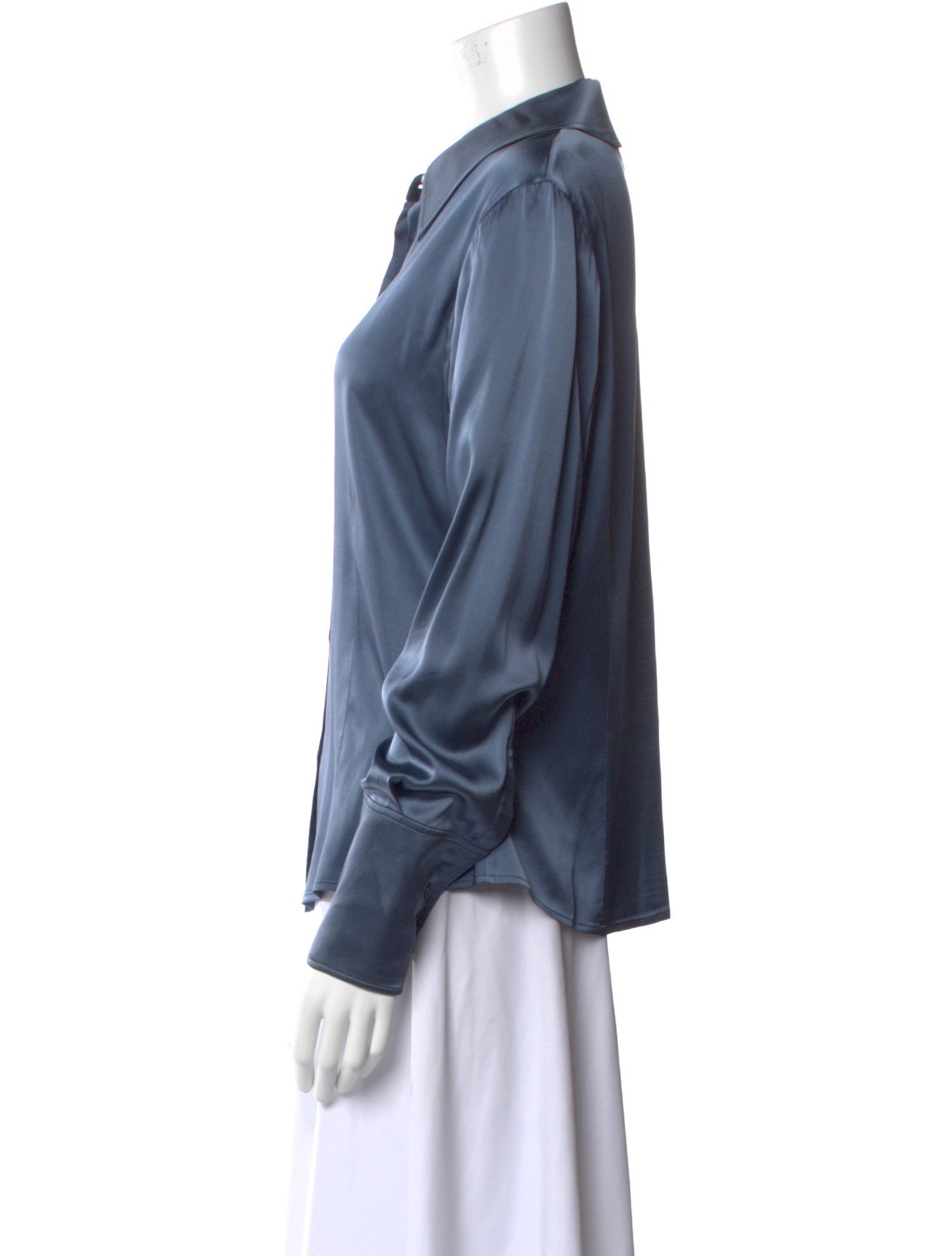 St. John Silk Long Sleeve Button-Up Top