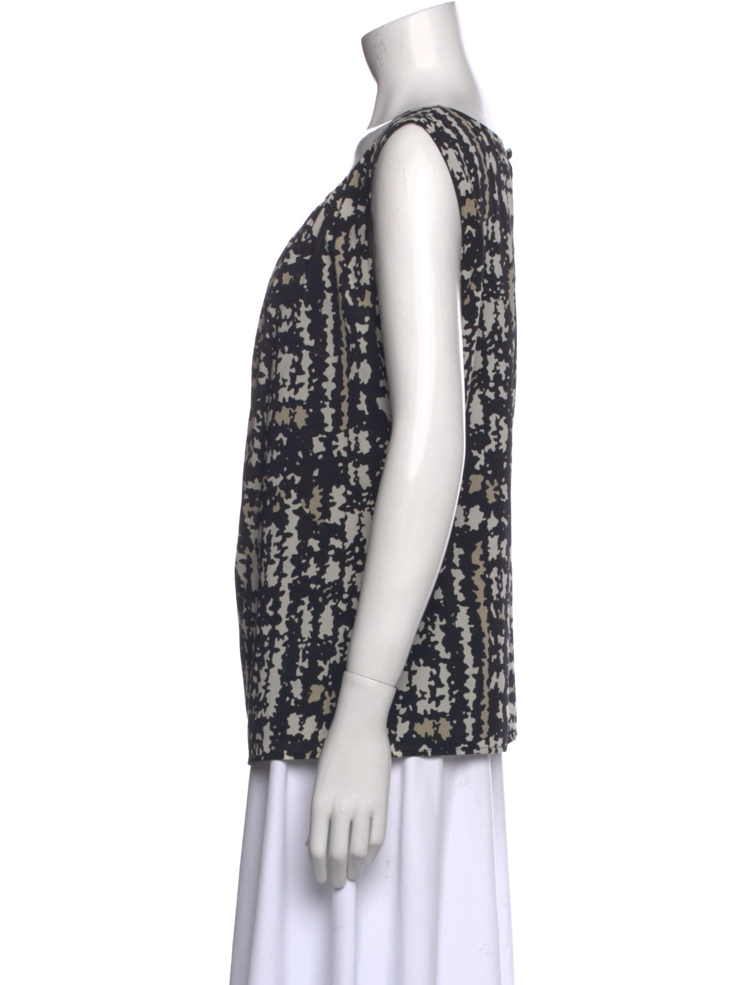 St. John Printed Scoop Neck Top