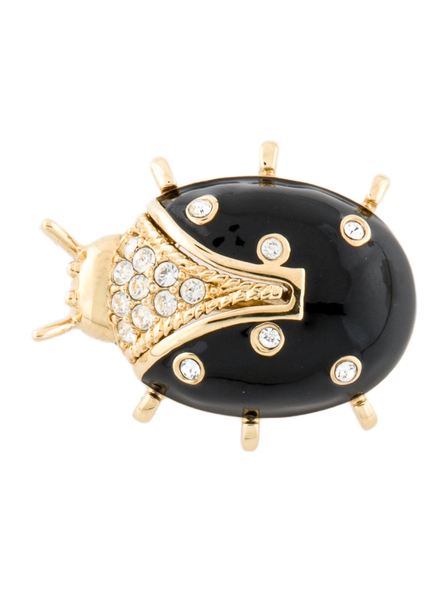 St. John Crystal & Enamel Lady Bug Pin Brooch