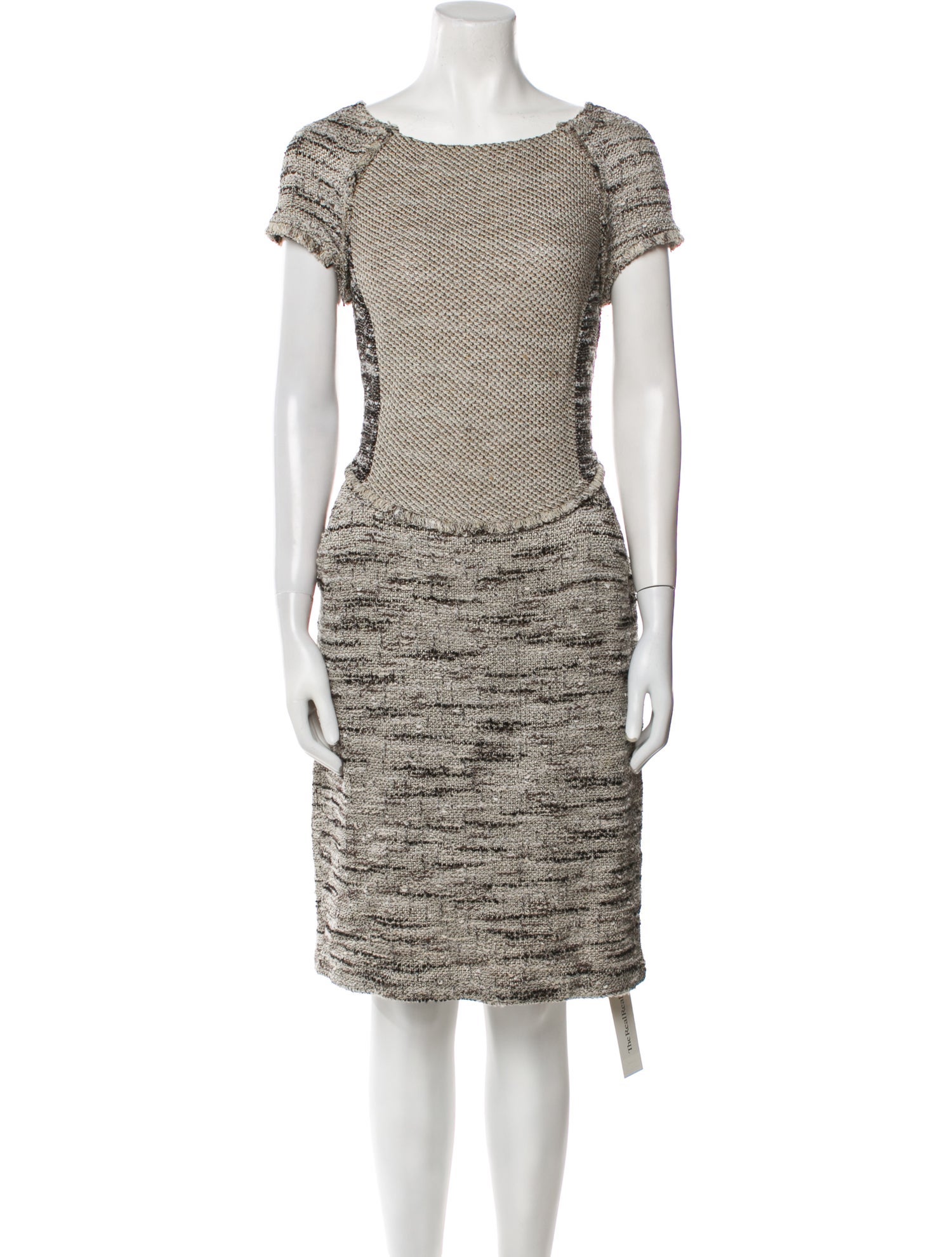 St. John Bateau Neckline Knee-Length Dress