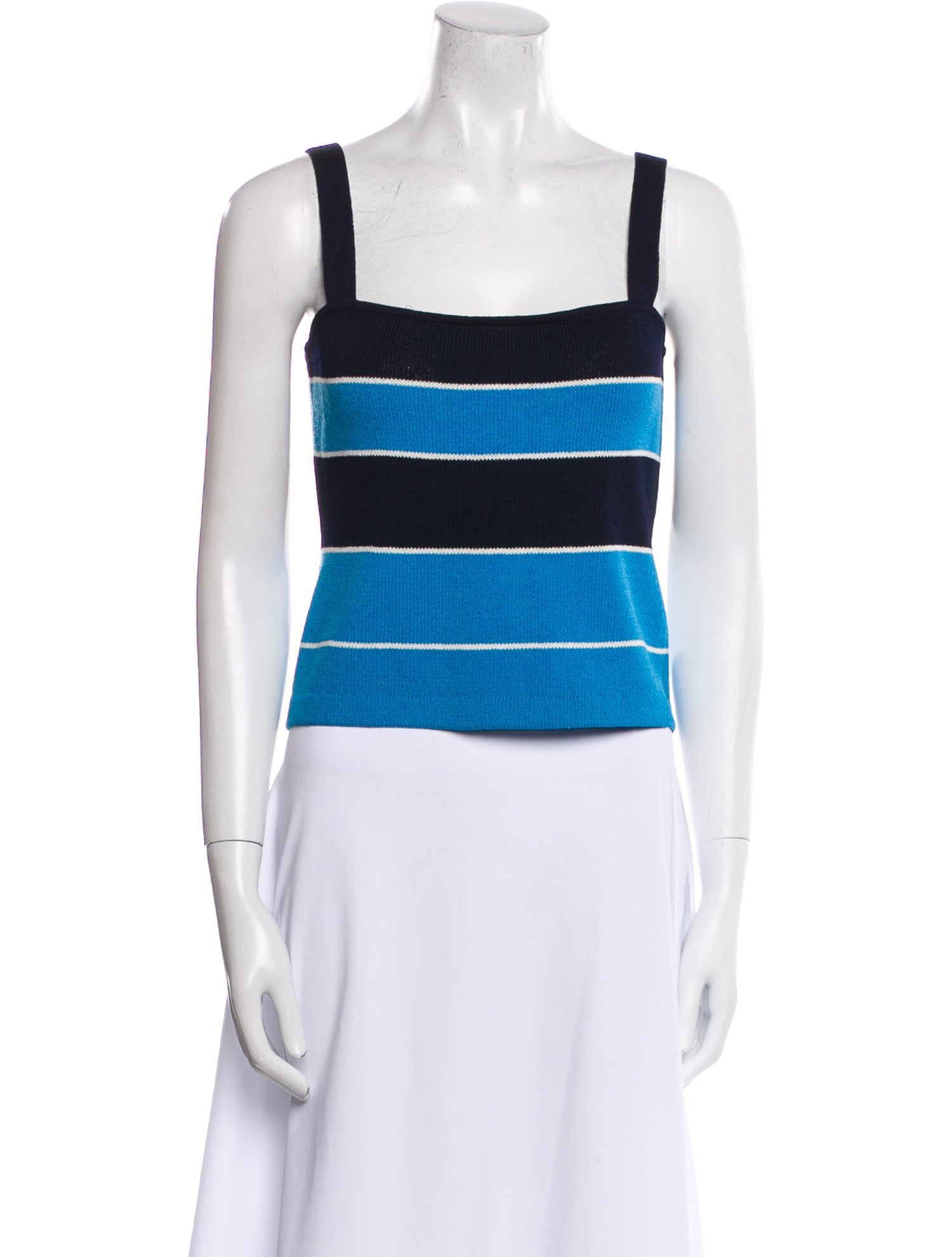 St. John Striped Square Neckline Crop Top