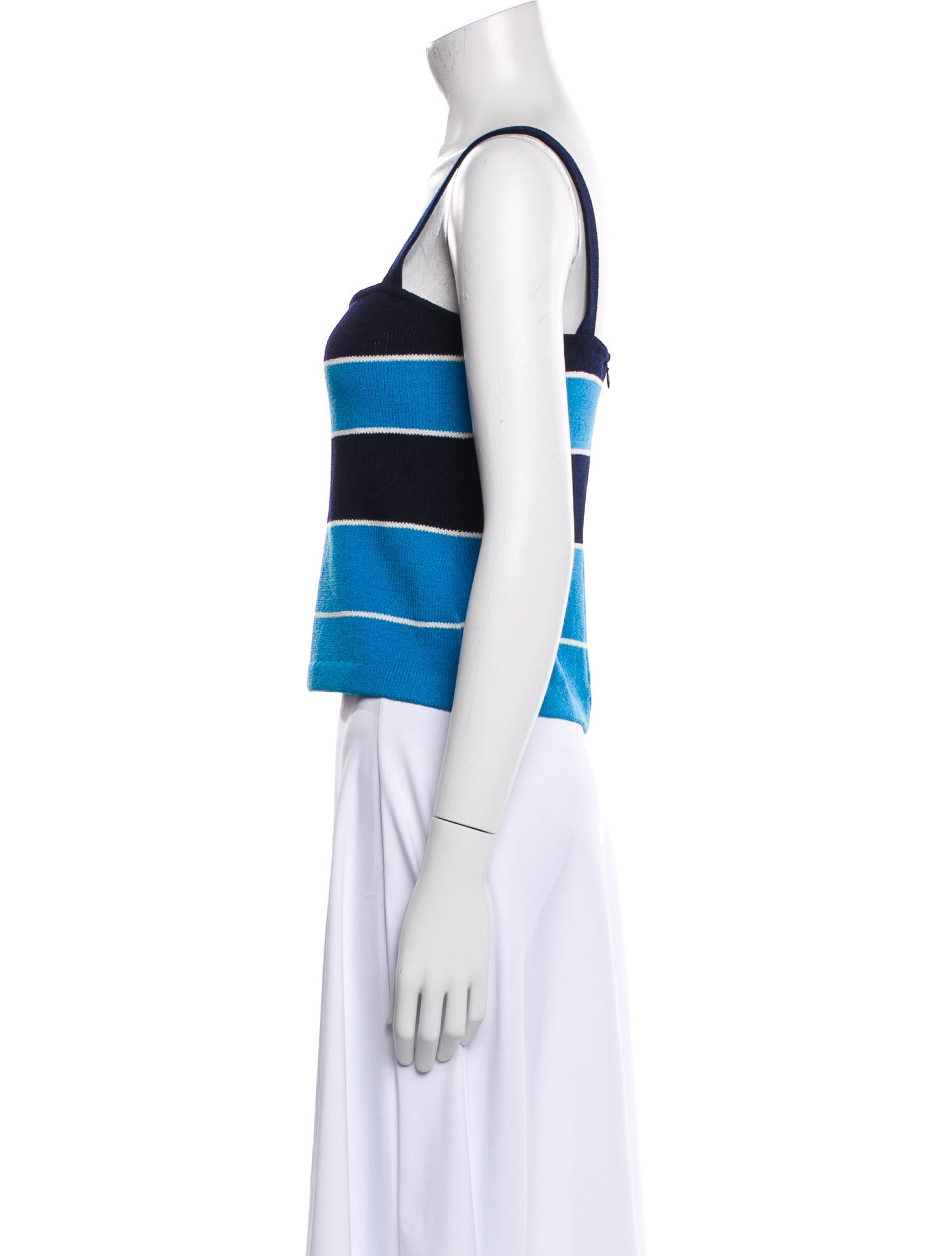 St. John Striped Square Neckline Crop Top