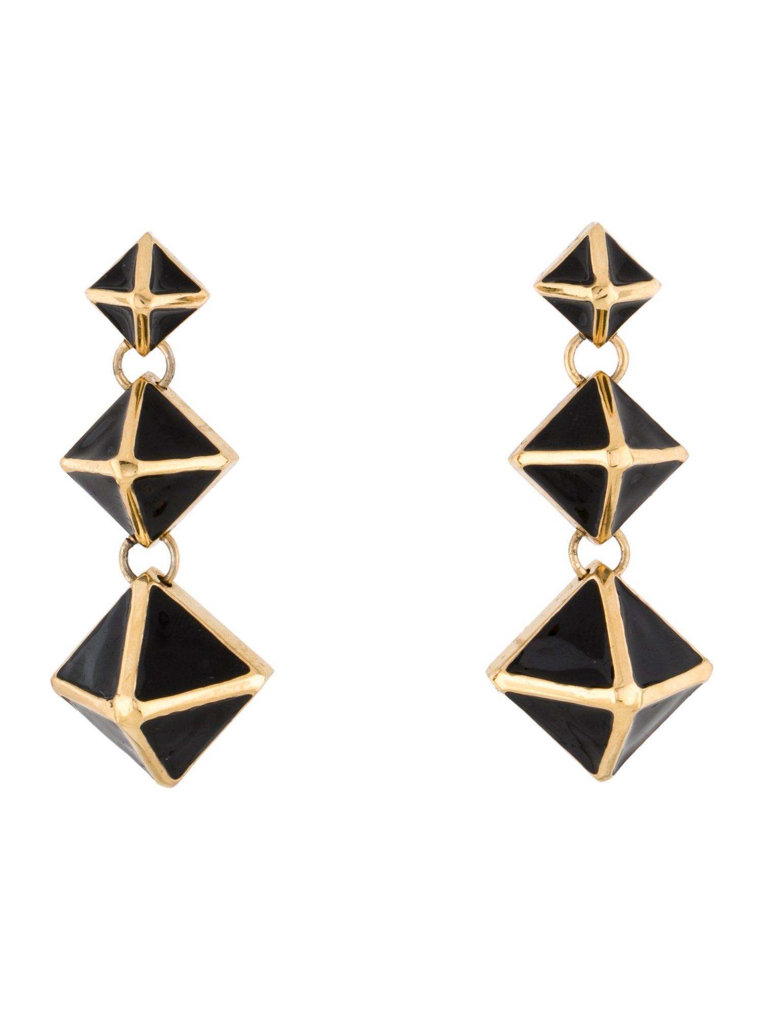 St. John Enamel Three Tier Pyramid Drop Earrings