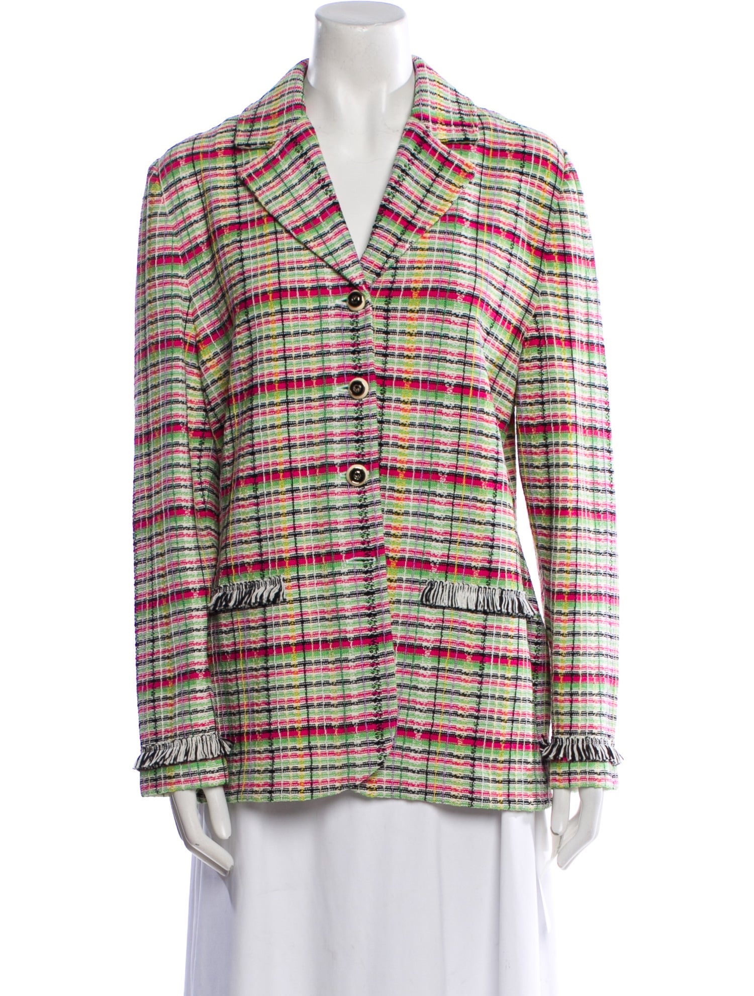 St. John Tweed Plaid Print Blazer w/ Tags