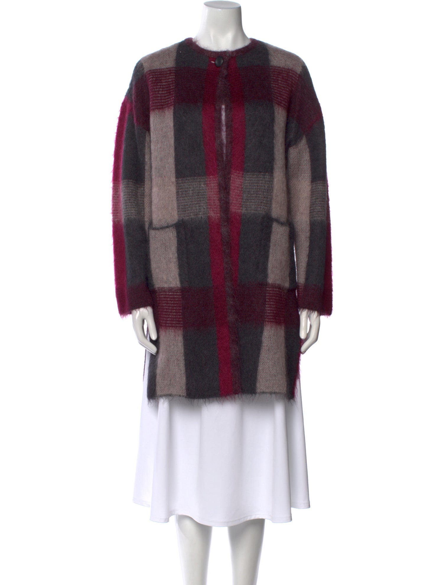 St. John Mohair Plaid Print Sweater