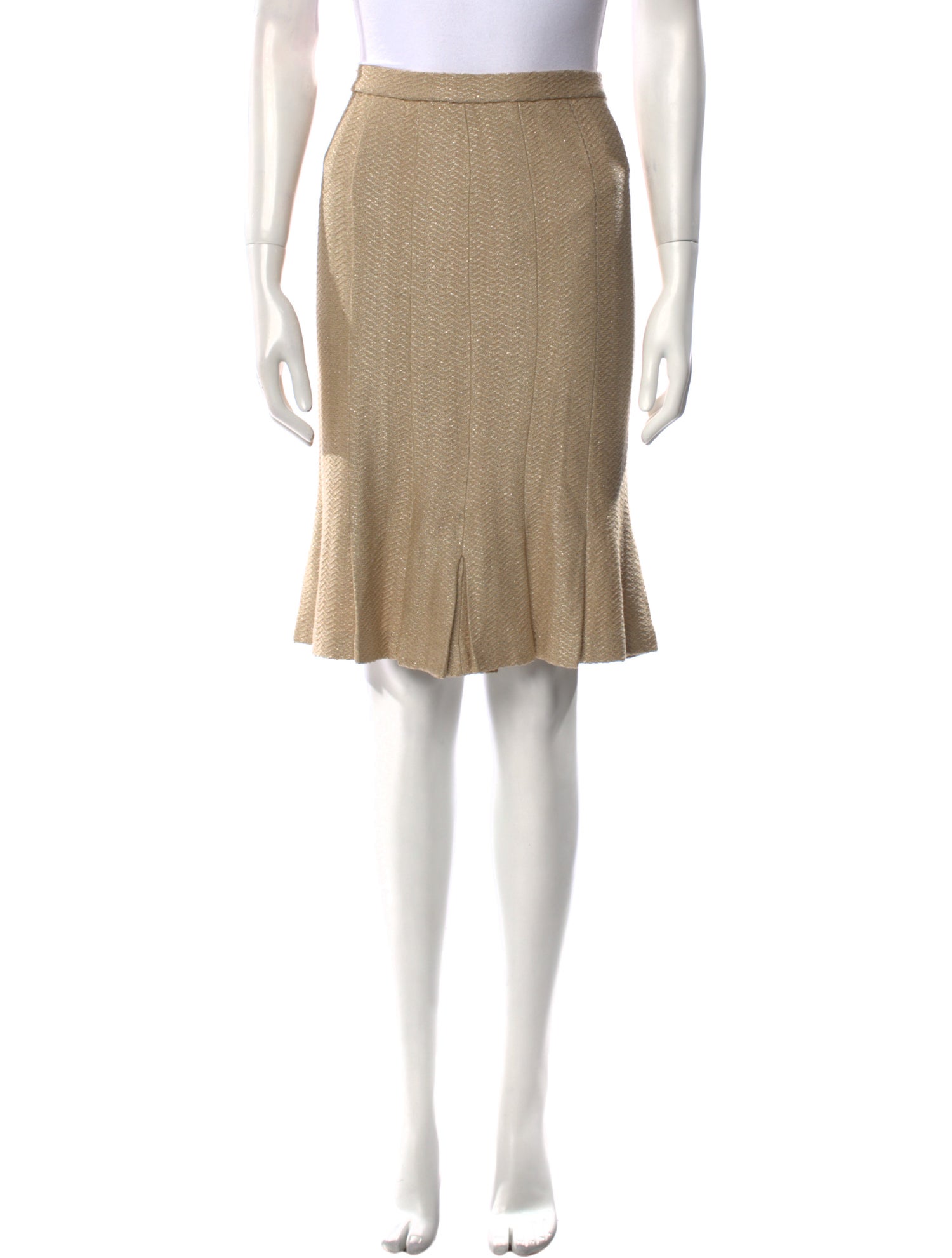 St. John Pleated Accents Knee-Length Skirt