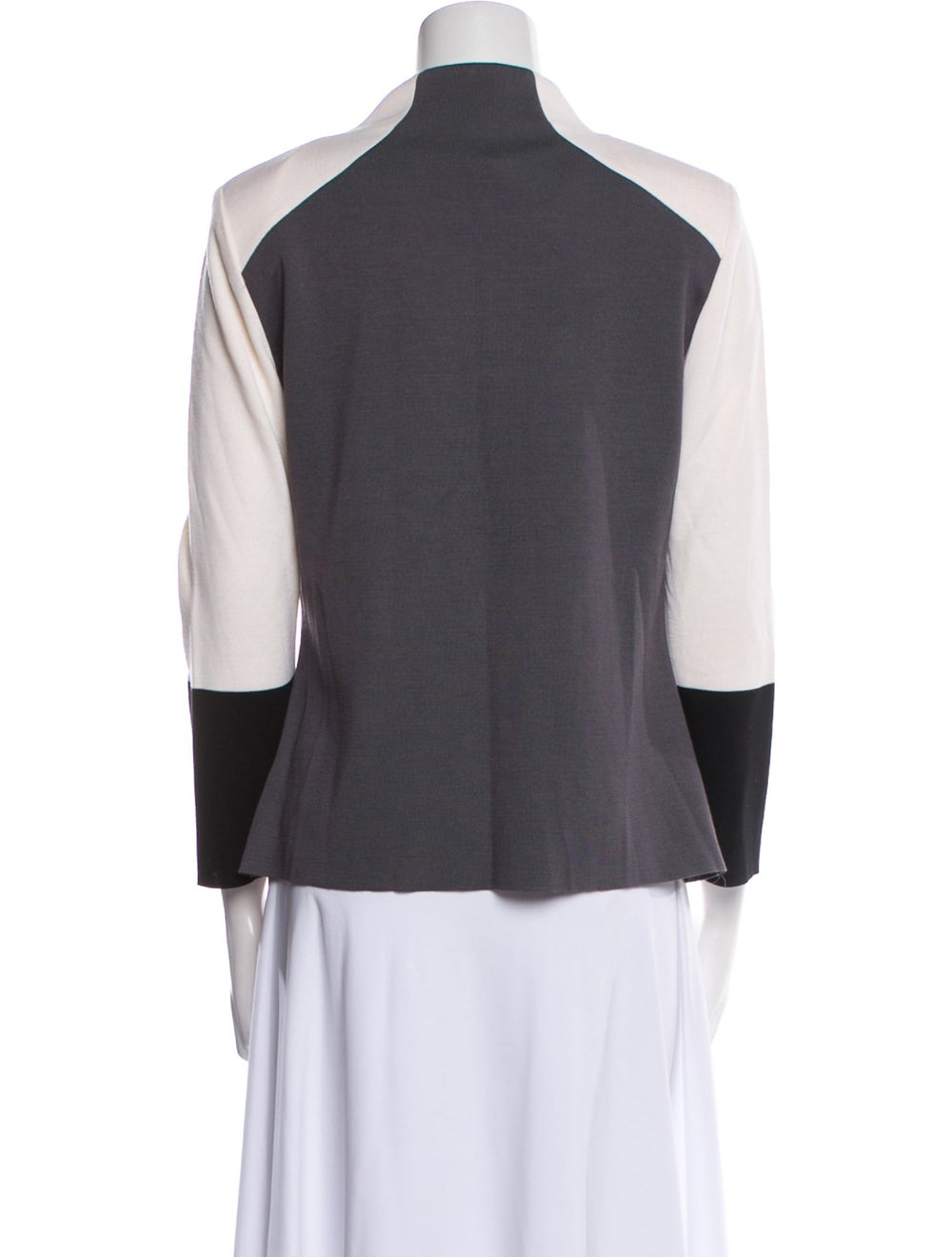 St. John Jacket Blue Colorblock Pattern Collarless - image 3