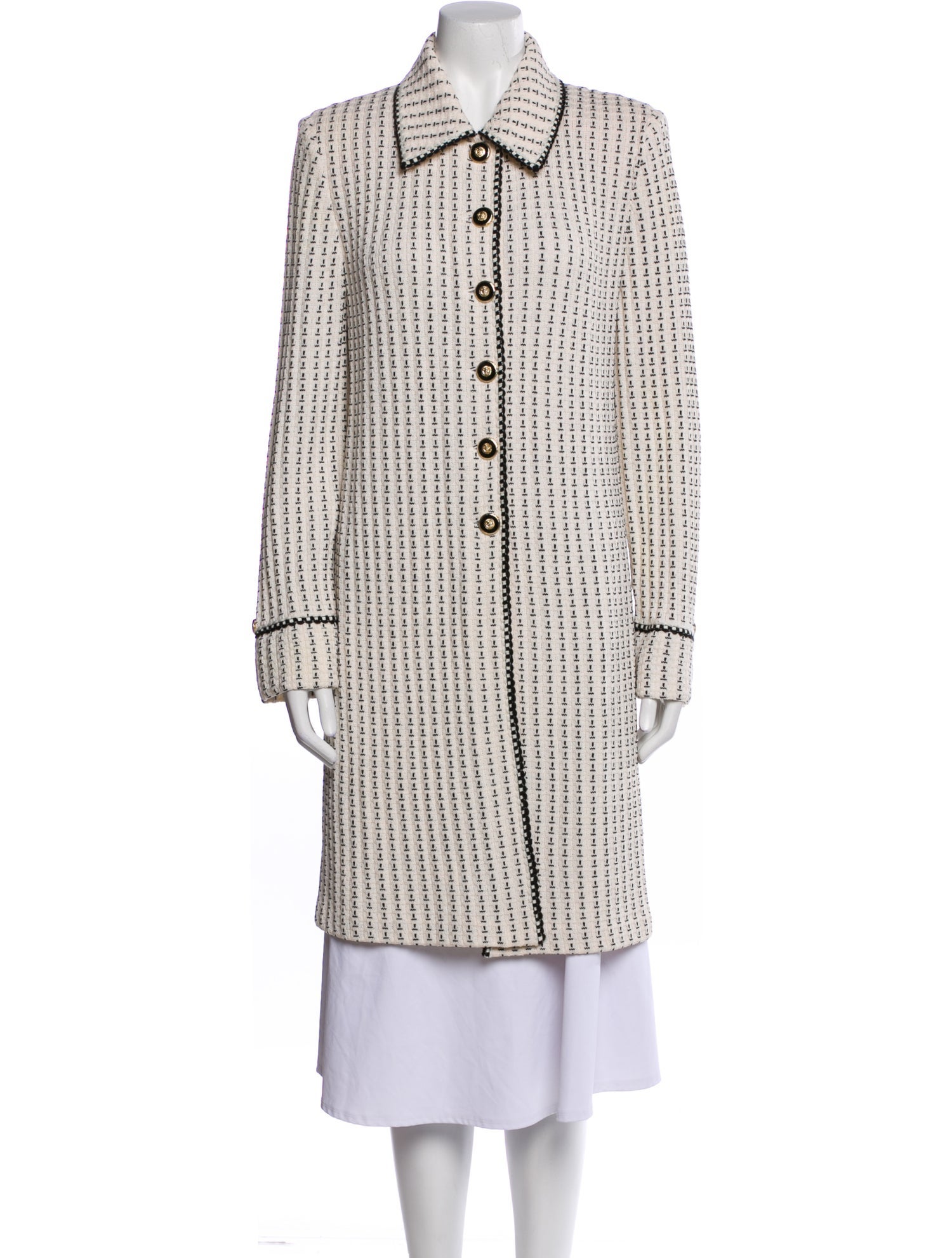 St. John Collection Wool Plaid Print Coat