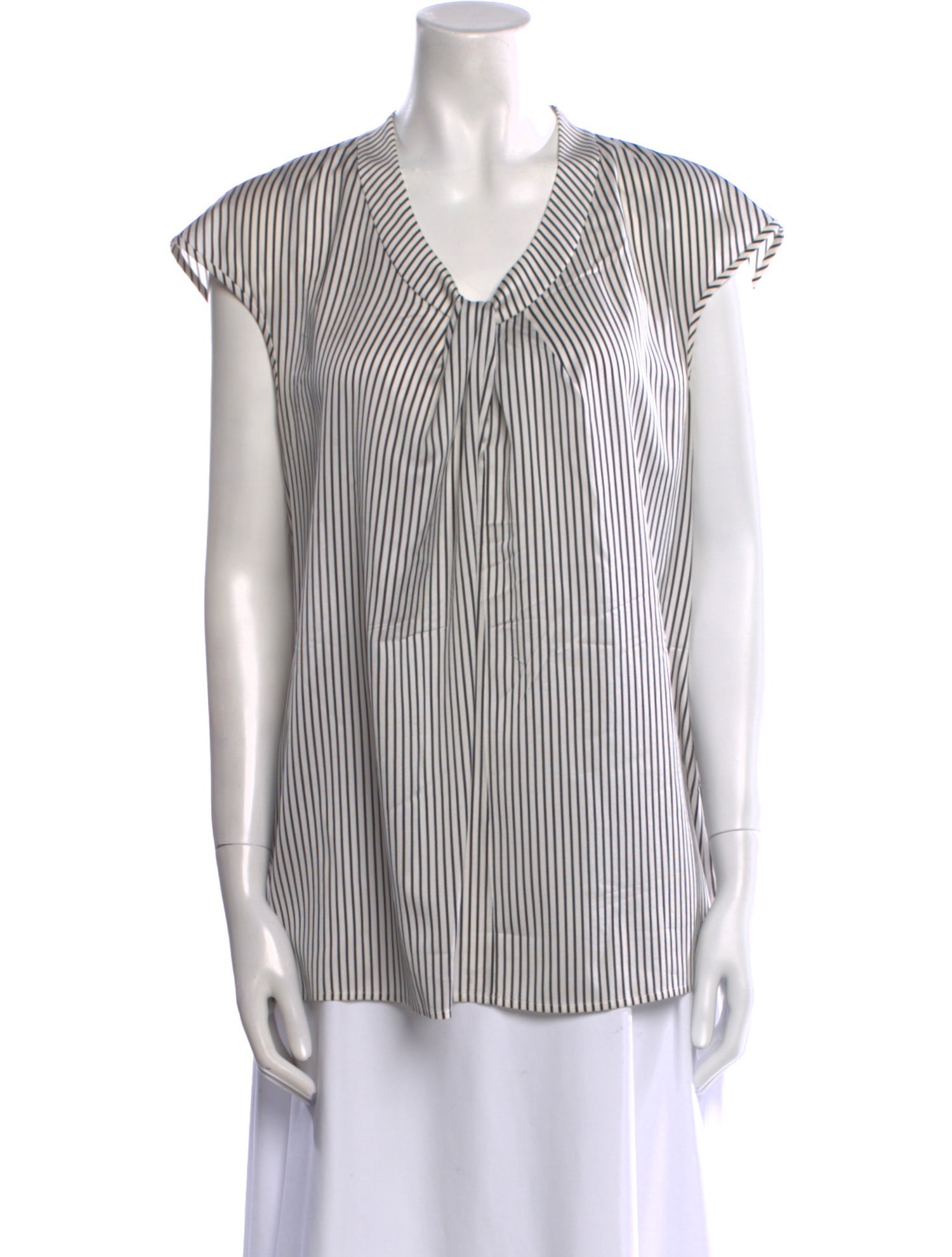 St. John Silk Striped Button-Up Top