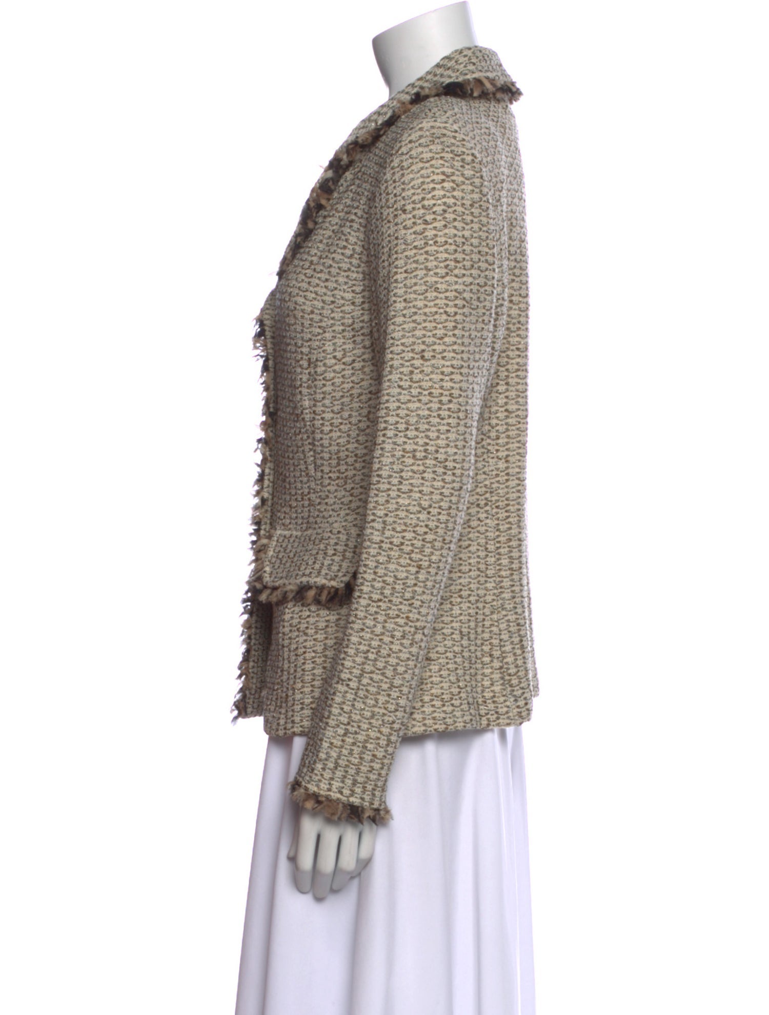 St. John Printed Long Sleeve Button-Up Top