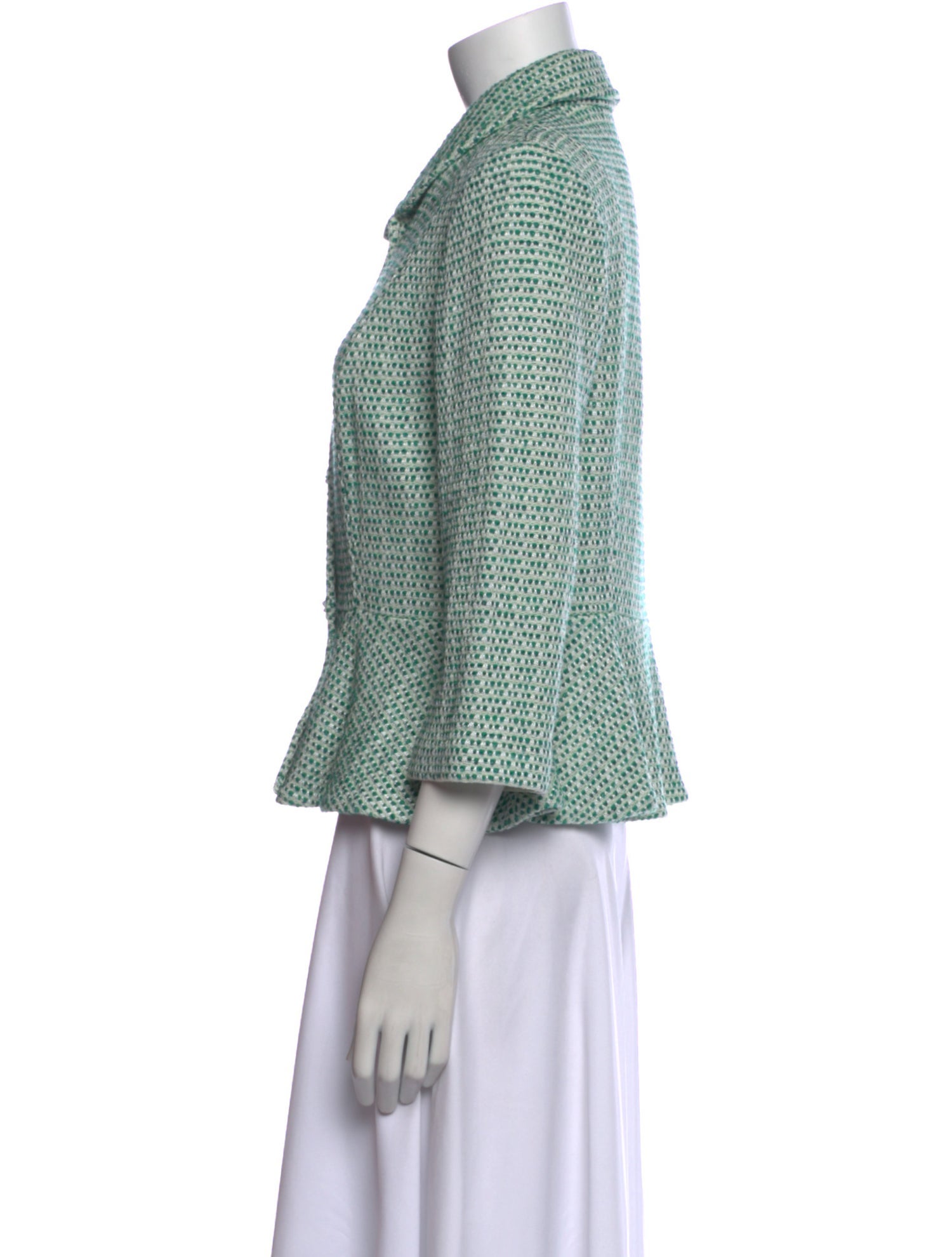 St. John Printed Three-Quarter Sleeve Button-Up Top