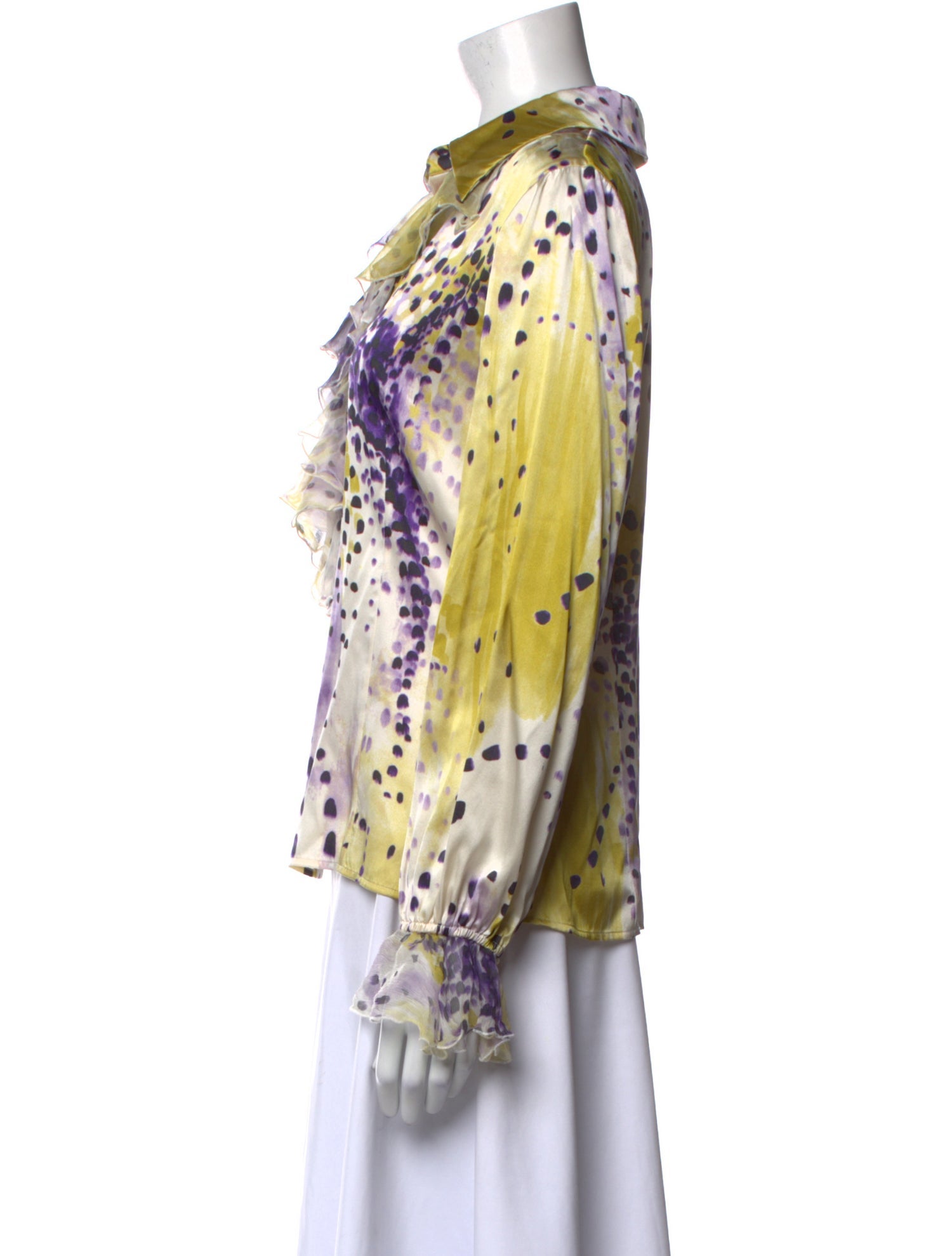 St. John Silk Printed Button-Up Top