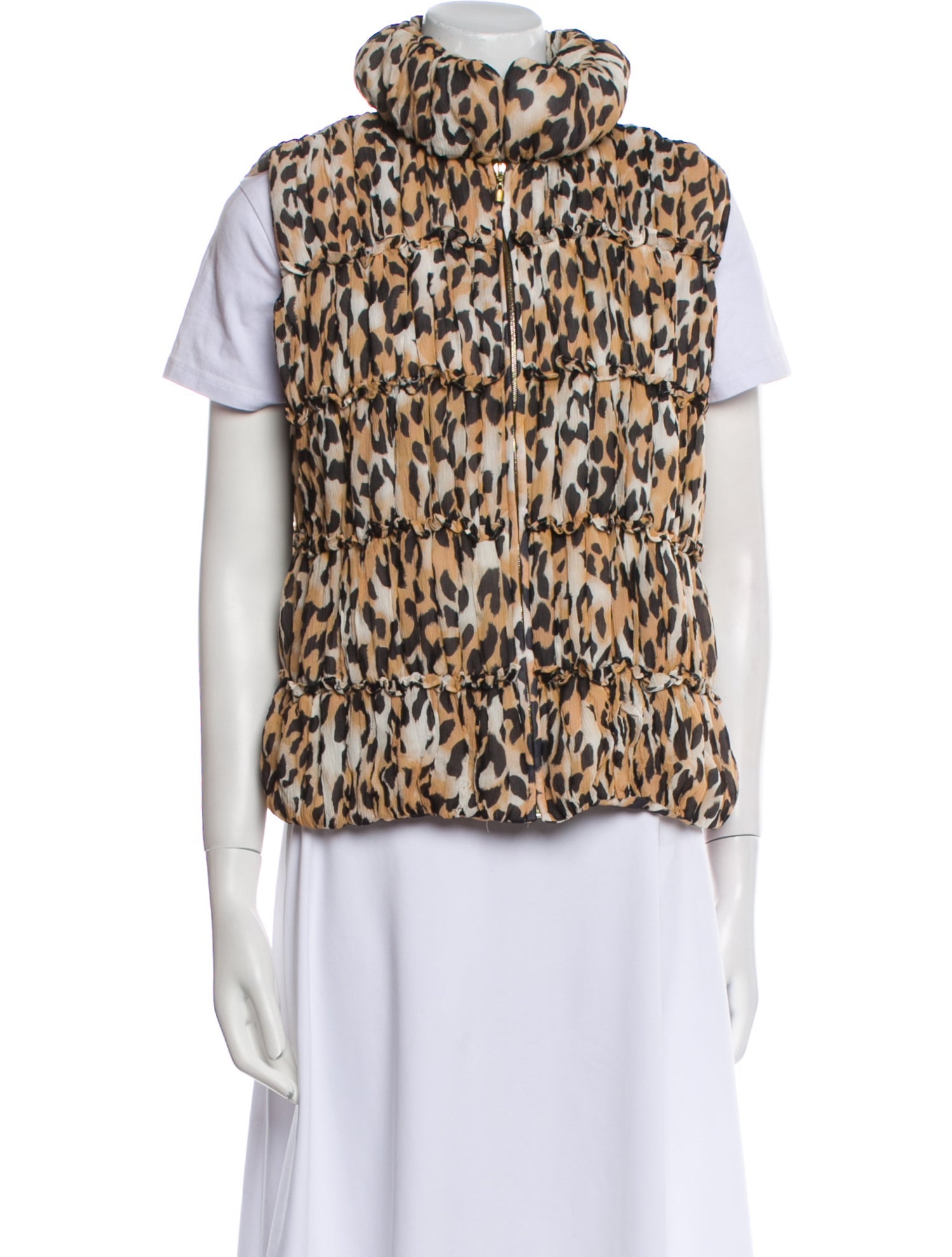 St. John Silk Animal Print Vest