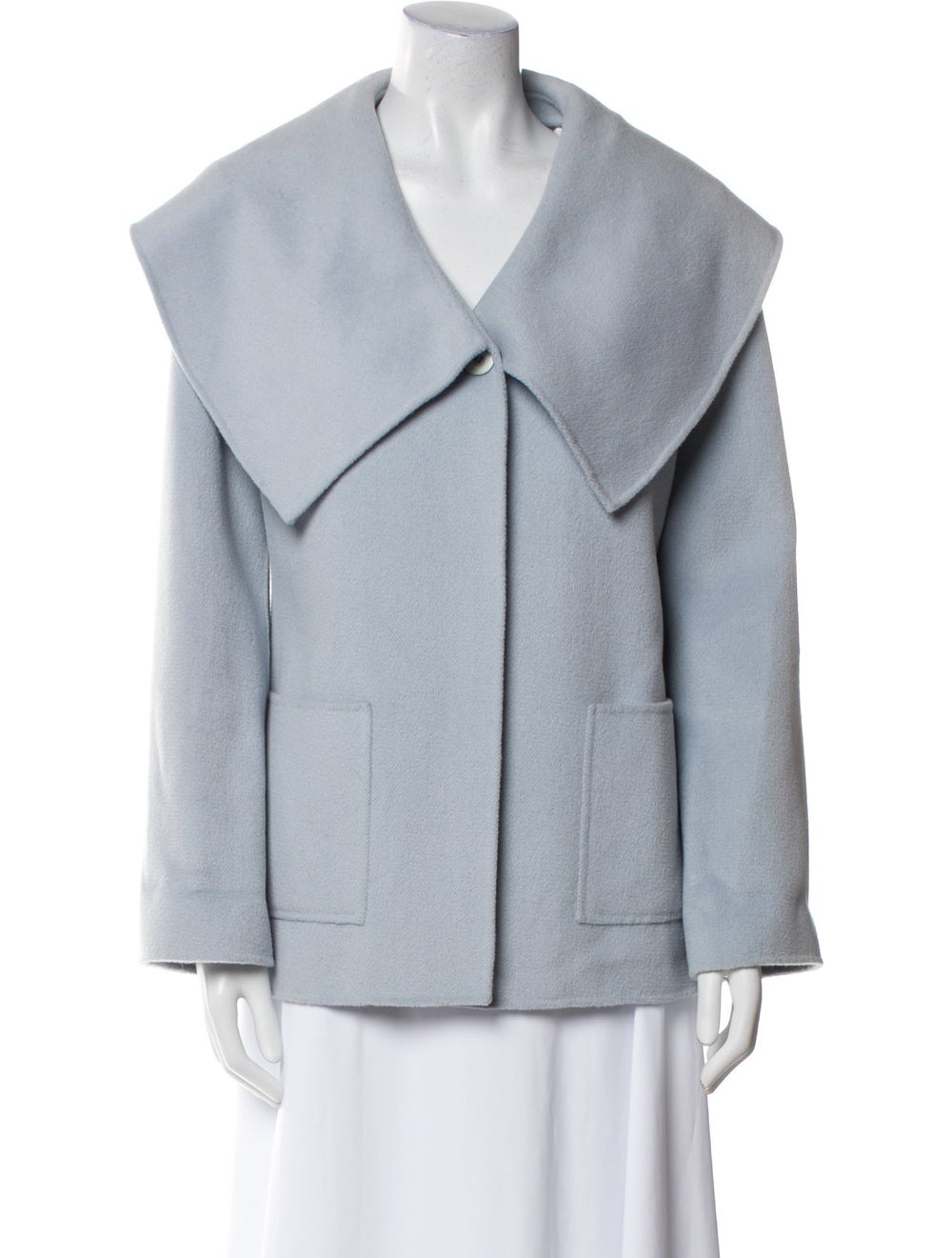 St. John Jacket Blue Shawl Collar Patch Pockets & - image 1