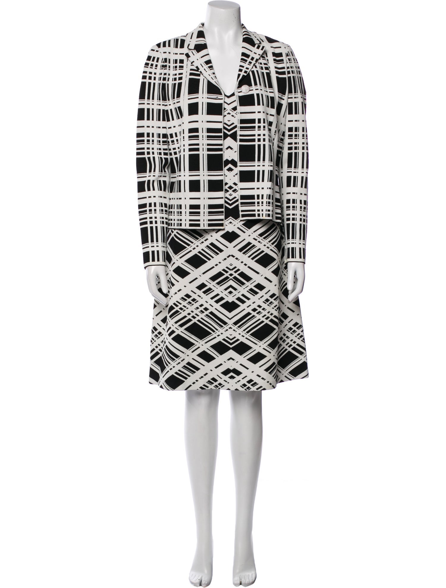St. John Plaid Print Dress Set