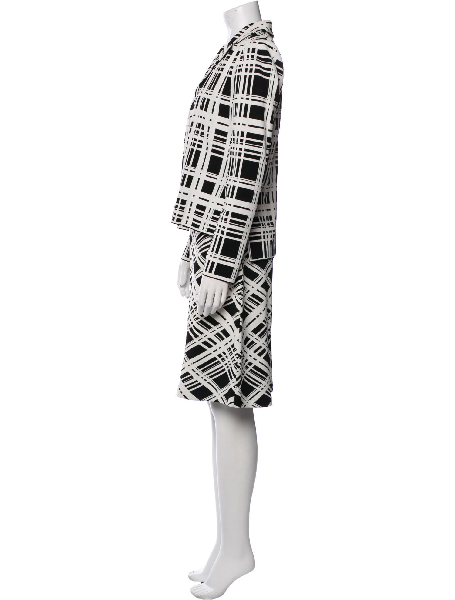 St. John Plaid Print Dress Set