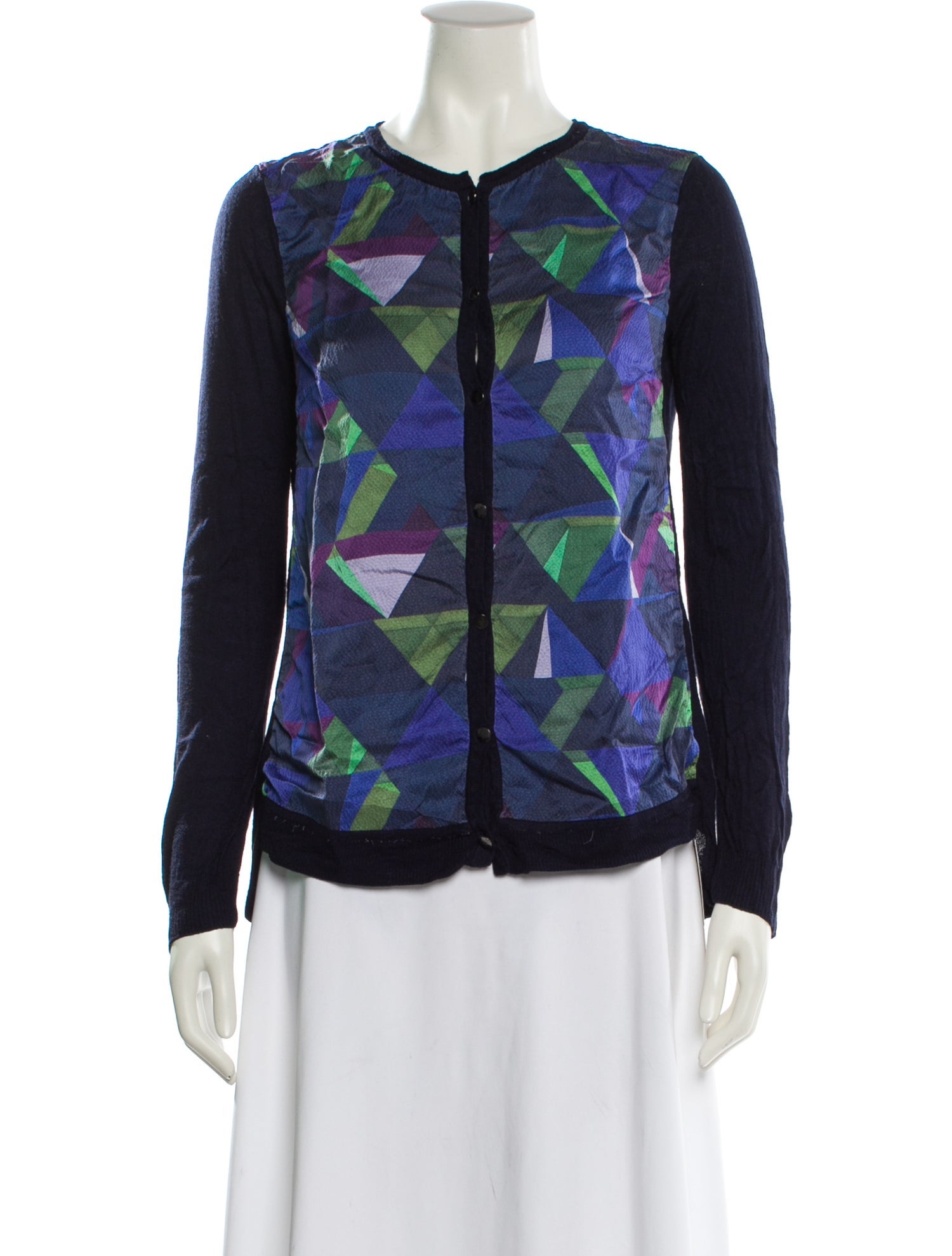 St. John Printed Crew Neck Top