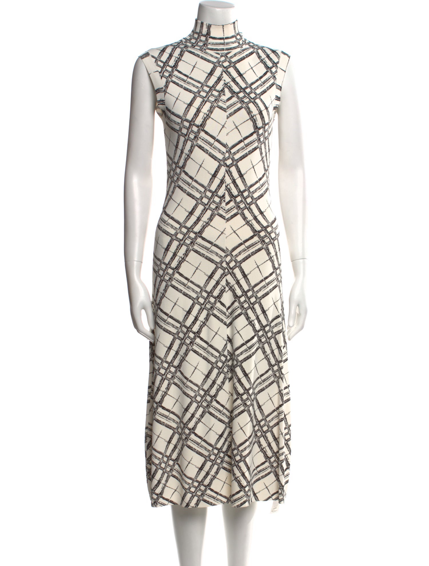 St. John Plaid Print Midi Length Dress