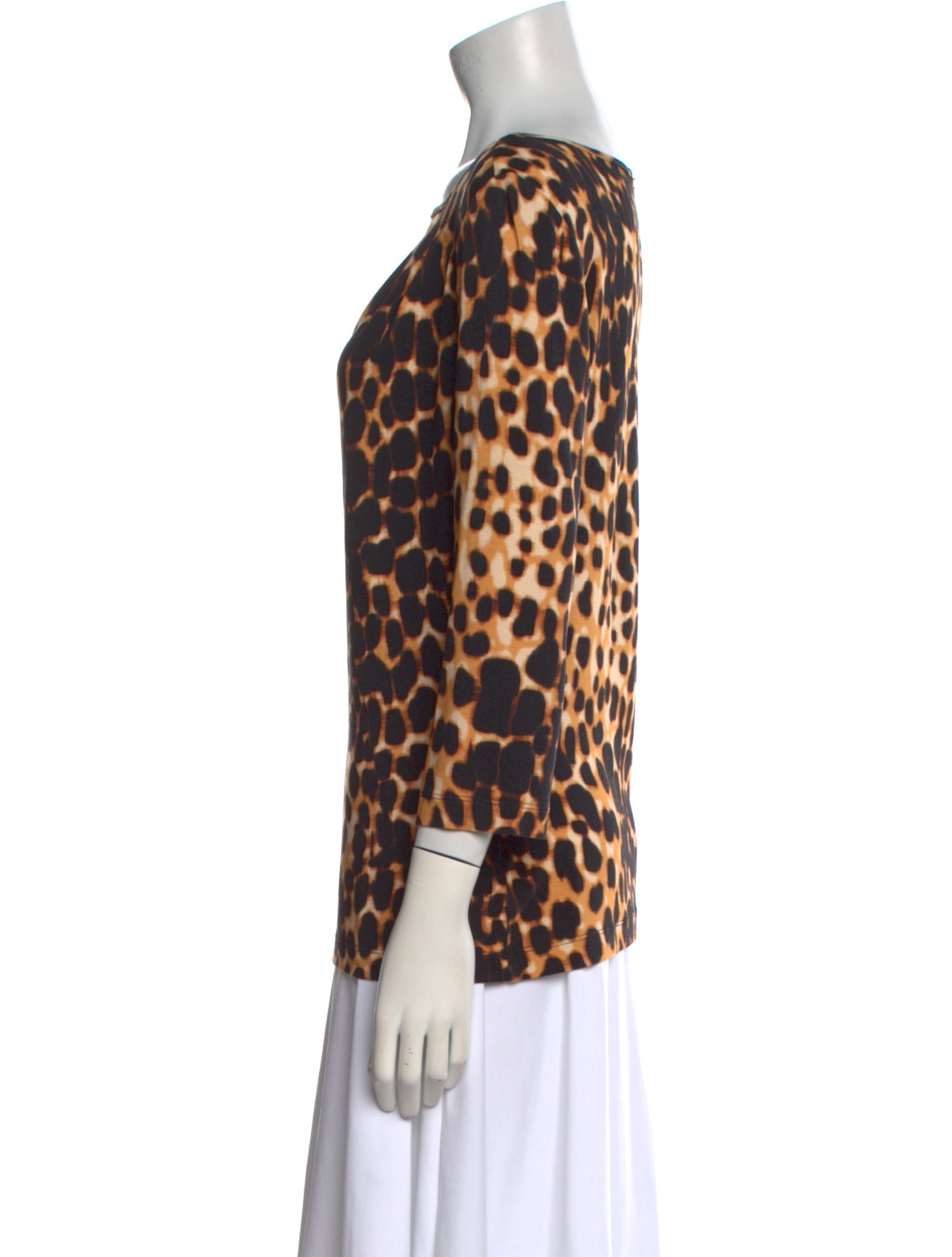 St. John Animal Print Bateau Neckline Top