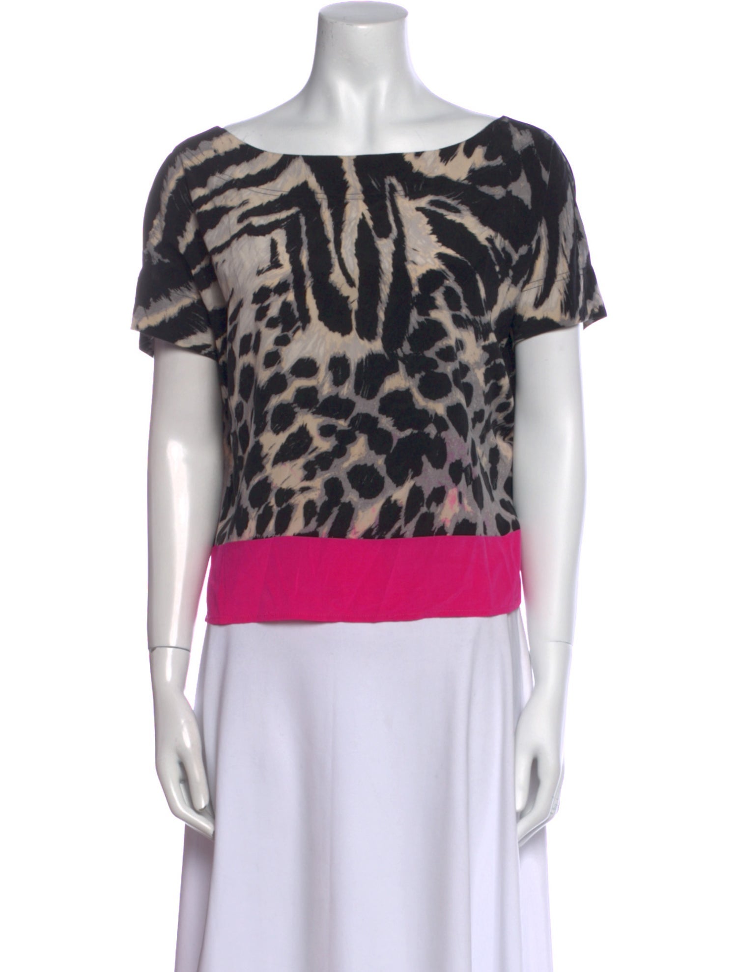 St. John Silk Animal Print T-Shirt
