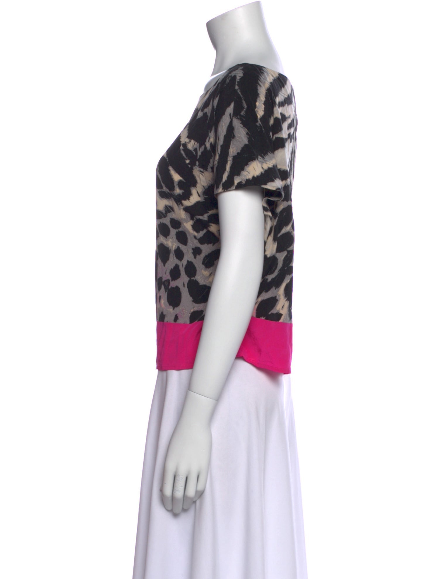St. John Silk Animal Print T-Shirt