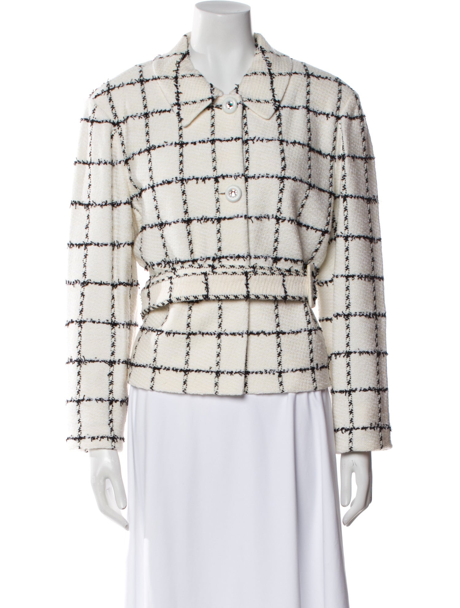 St. John Wool Plaid Print Blazer