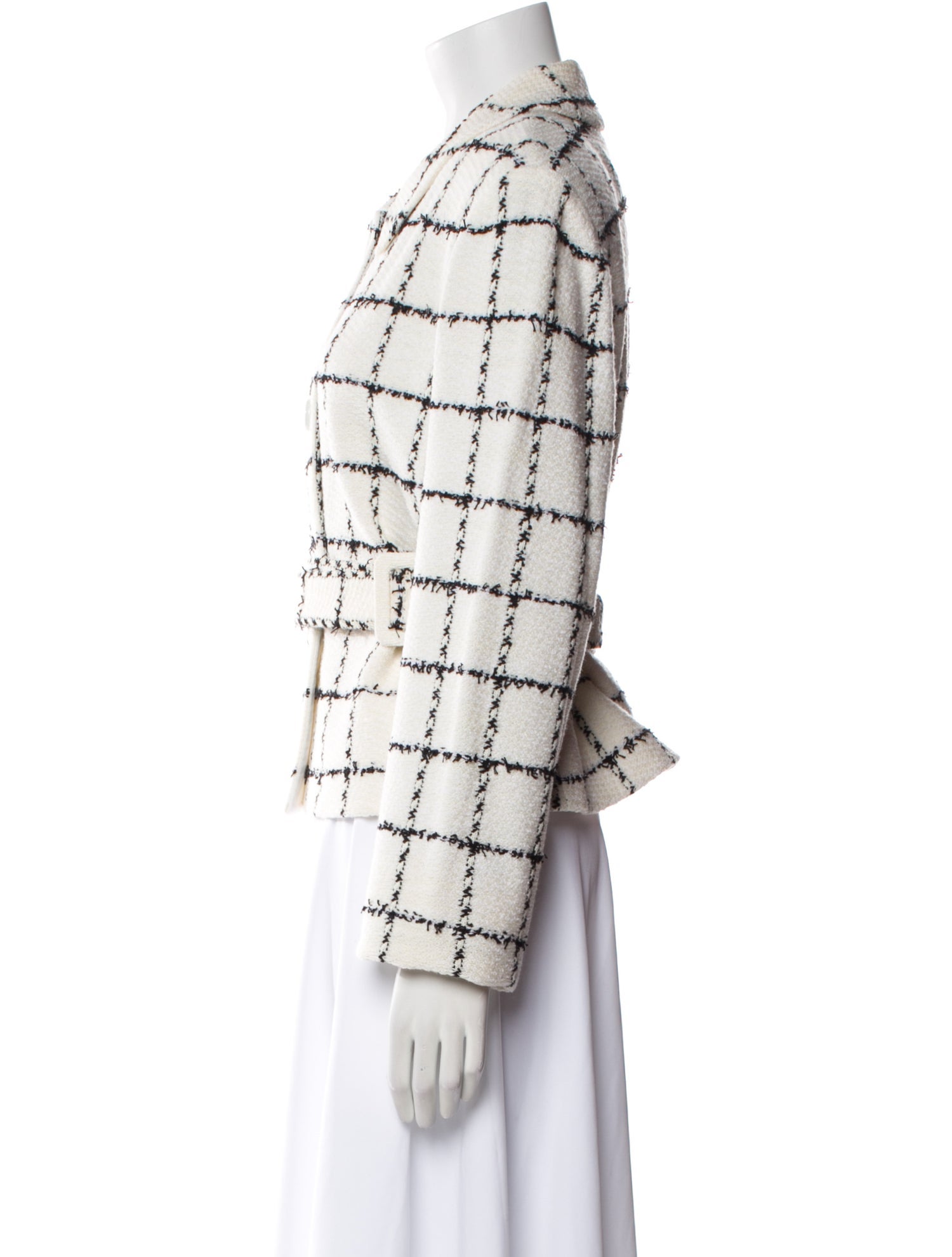 St. John Wool Plaid Print Blazer