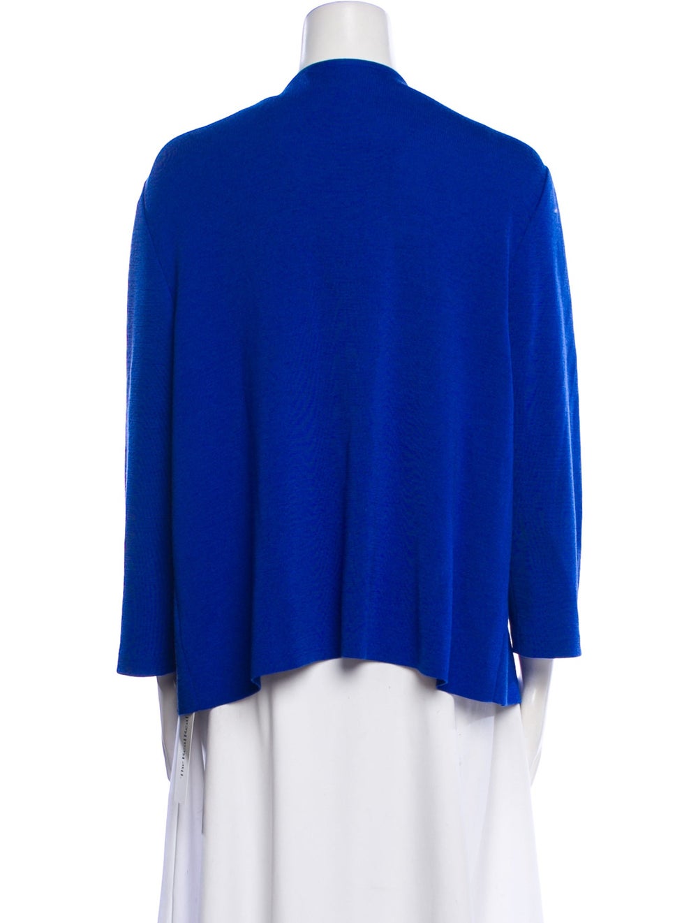 St. John Wool Jacket Blue Collarless Patch Pocket… - image 3