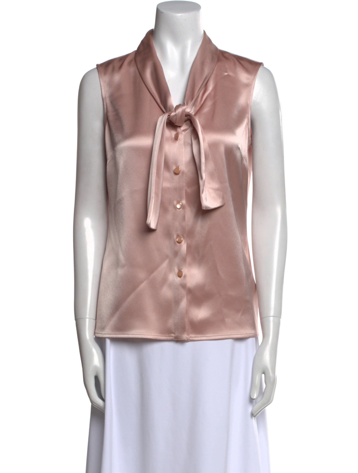 St. John Tie Neck Sleeveless Blouse