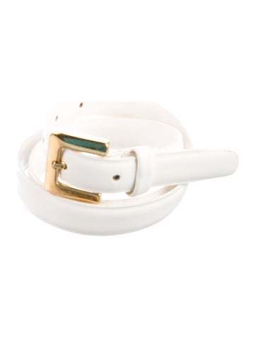 Pre-owned St John Skinny Leather Belt In White