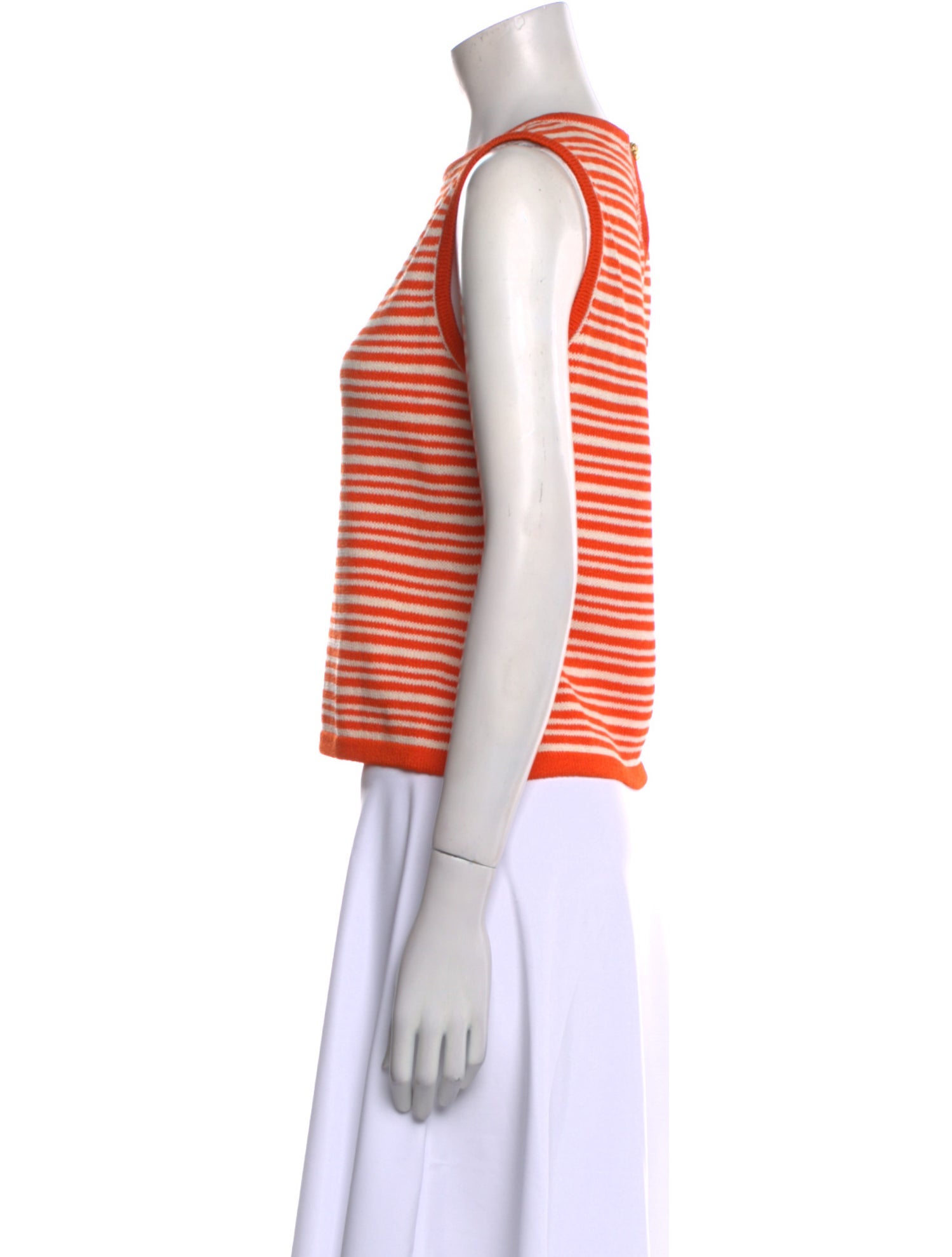 St. John Striped Crew Neck Crop Top
