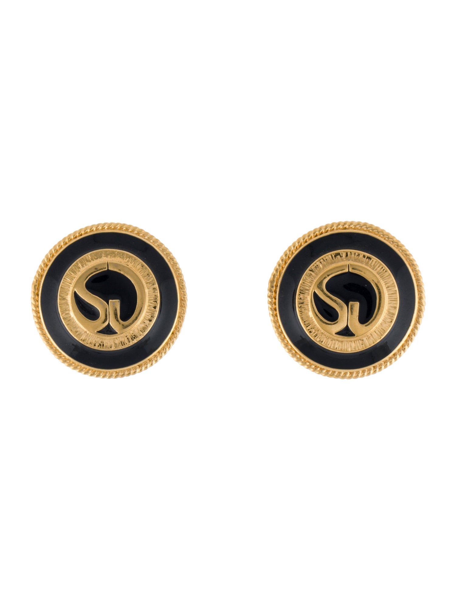 St. John Enamel Logo Clip-On Earrings