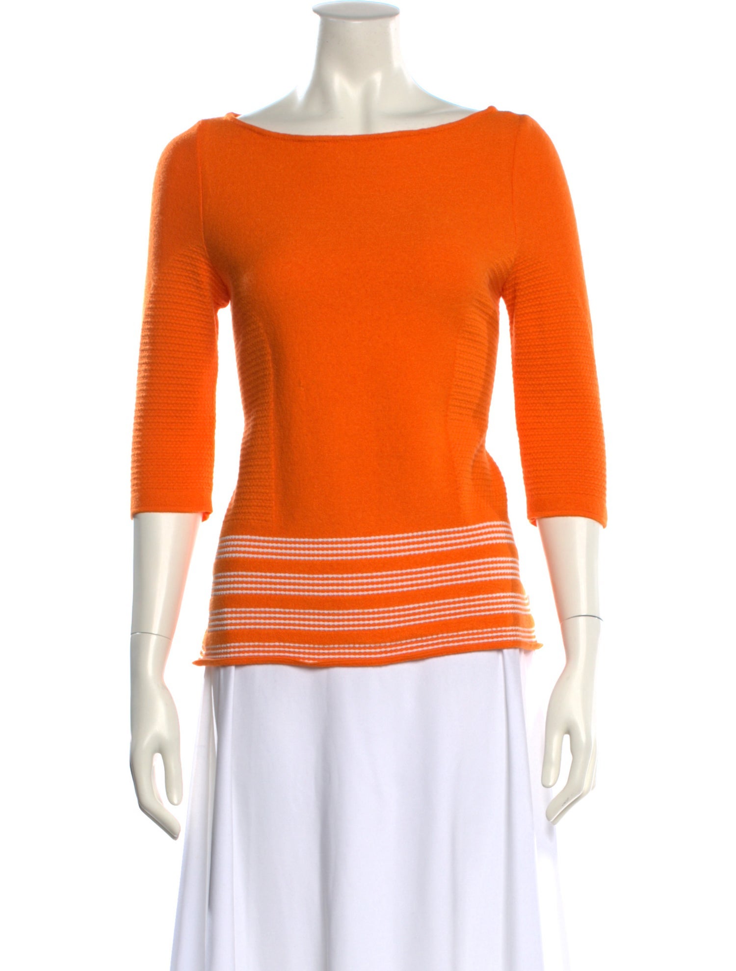 St. John Bateau Neckline Three-Quarter Sleeve Top