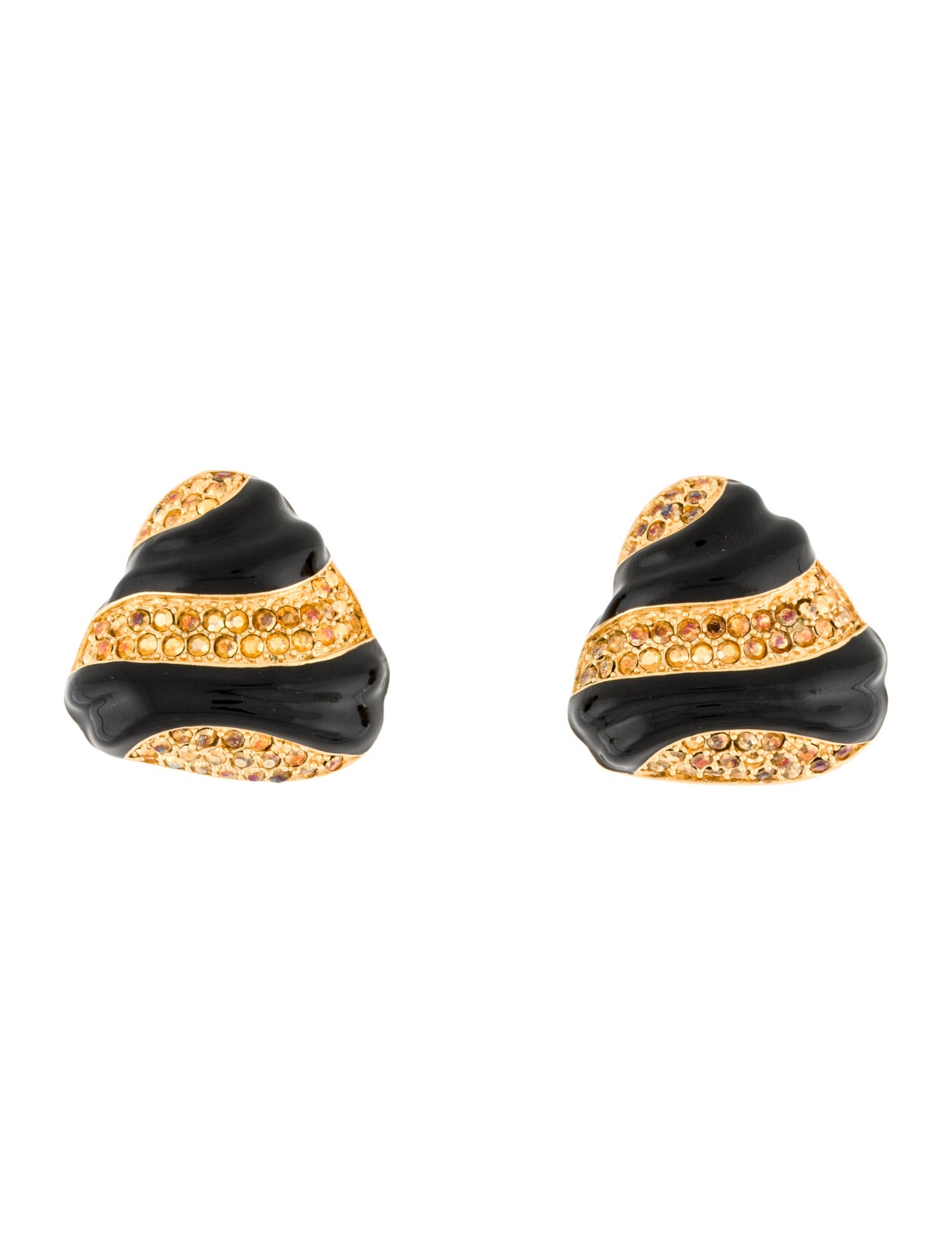 St. John Crystal & Enamel Clip-On Earrings