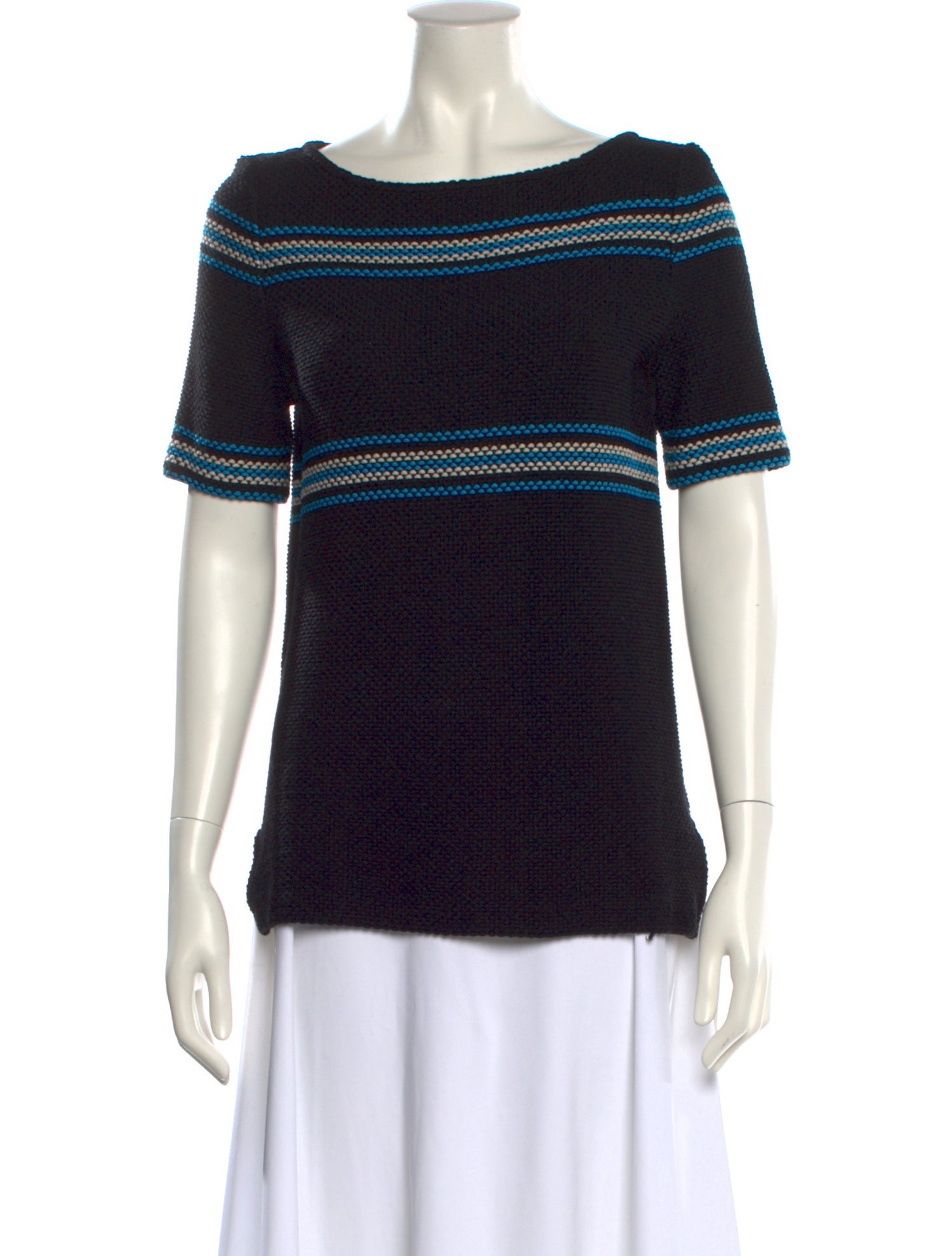 St. John Striped Scoop Neck Sweater