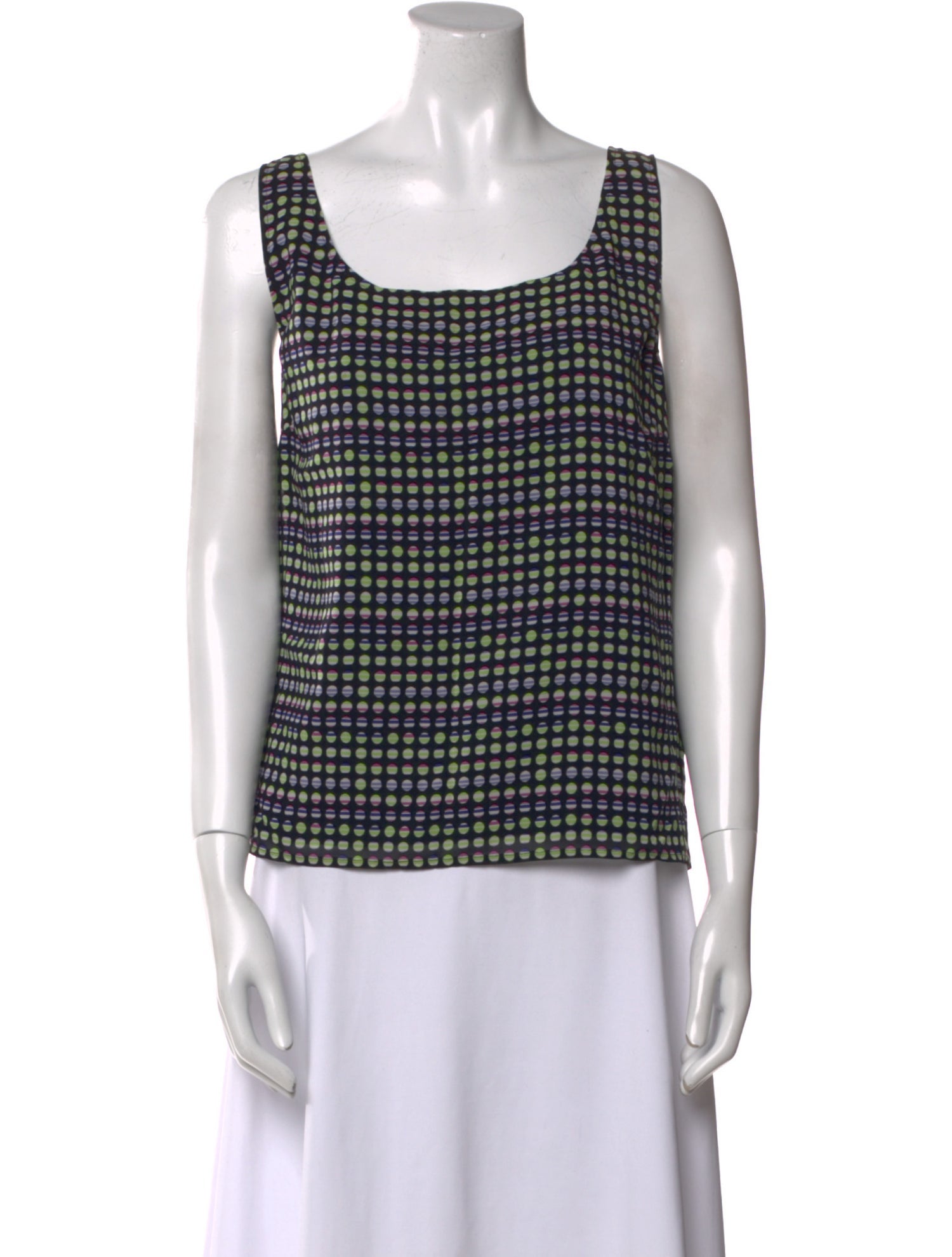 St. John Silk Polka Dot Print Top