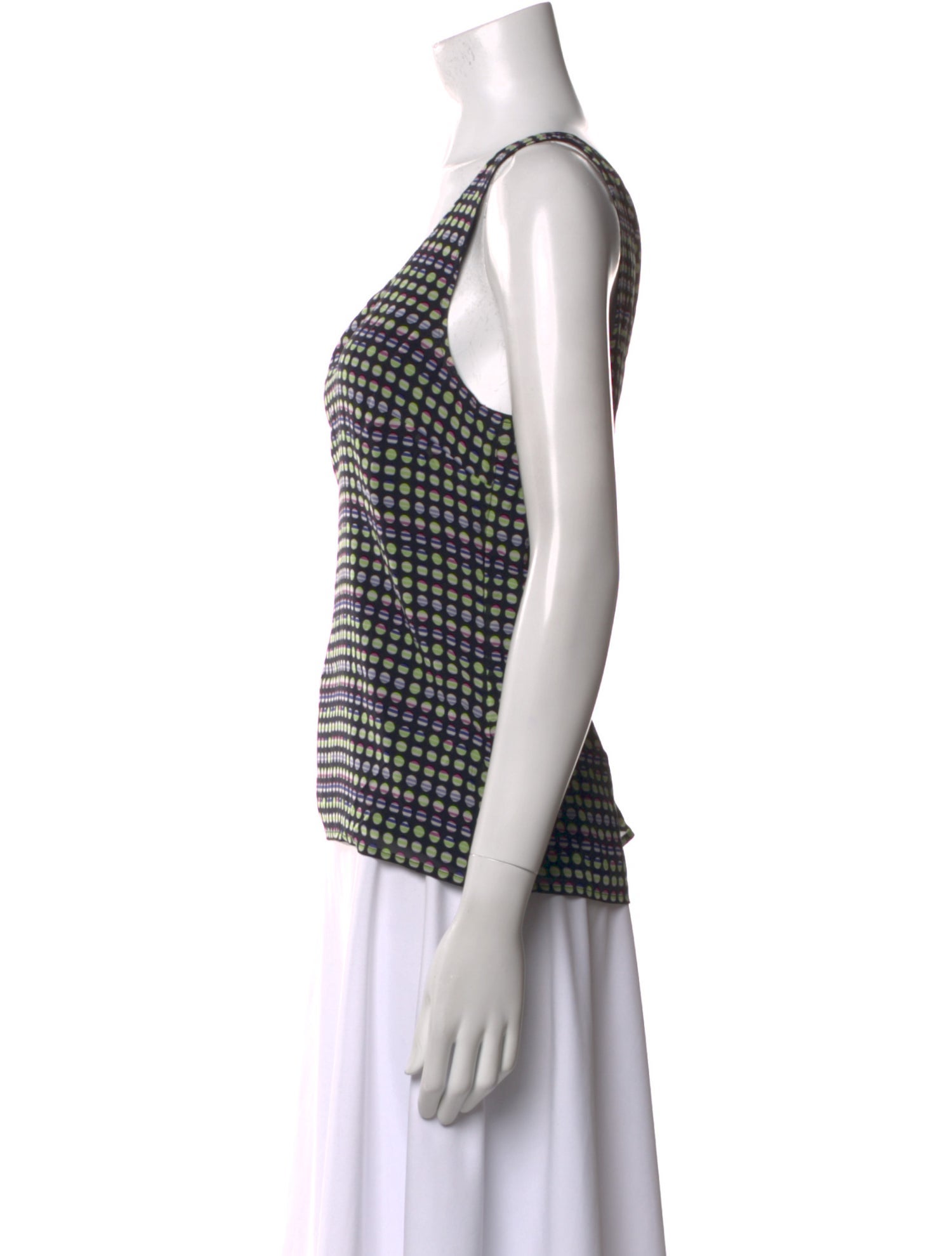 St. John Silk Polka Dot Print Top