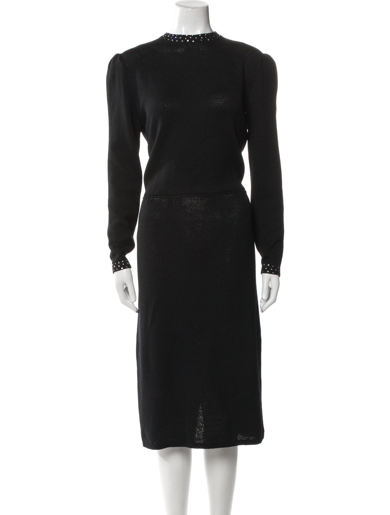 St. John Mock Neck Midi Length Dress