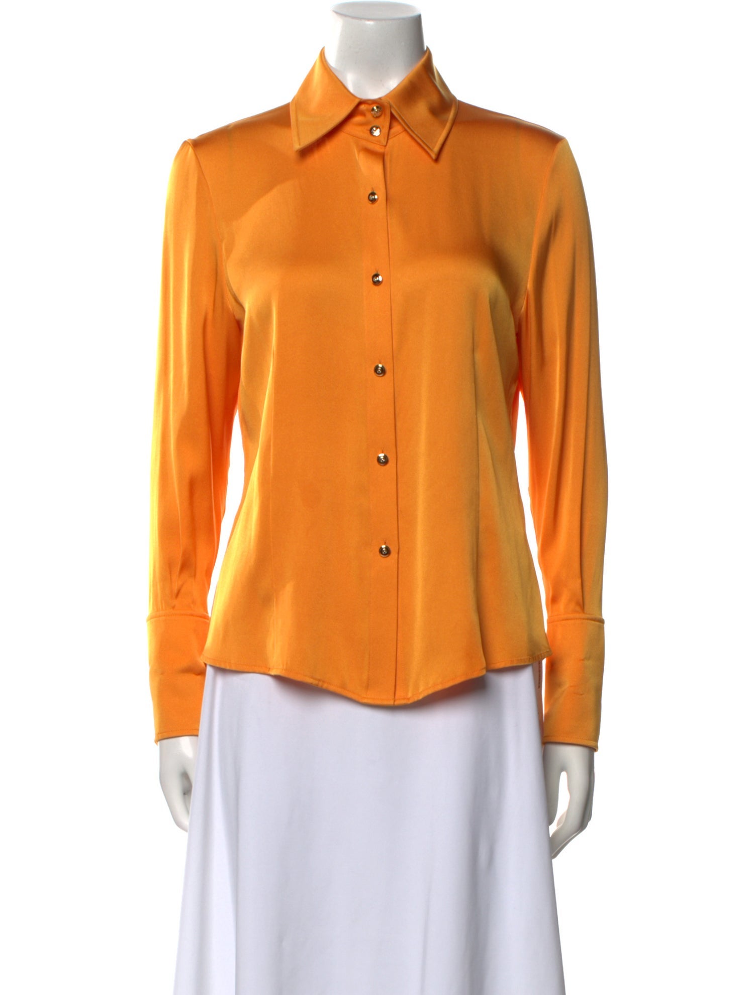 St. John Silk Long Sleeve Button-Up Top