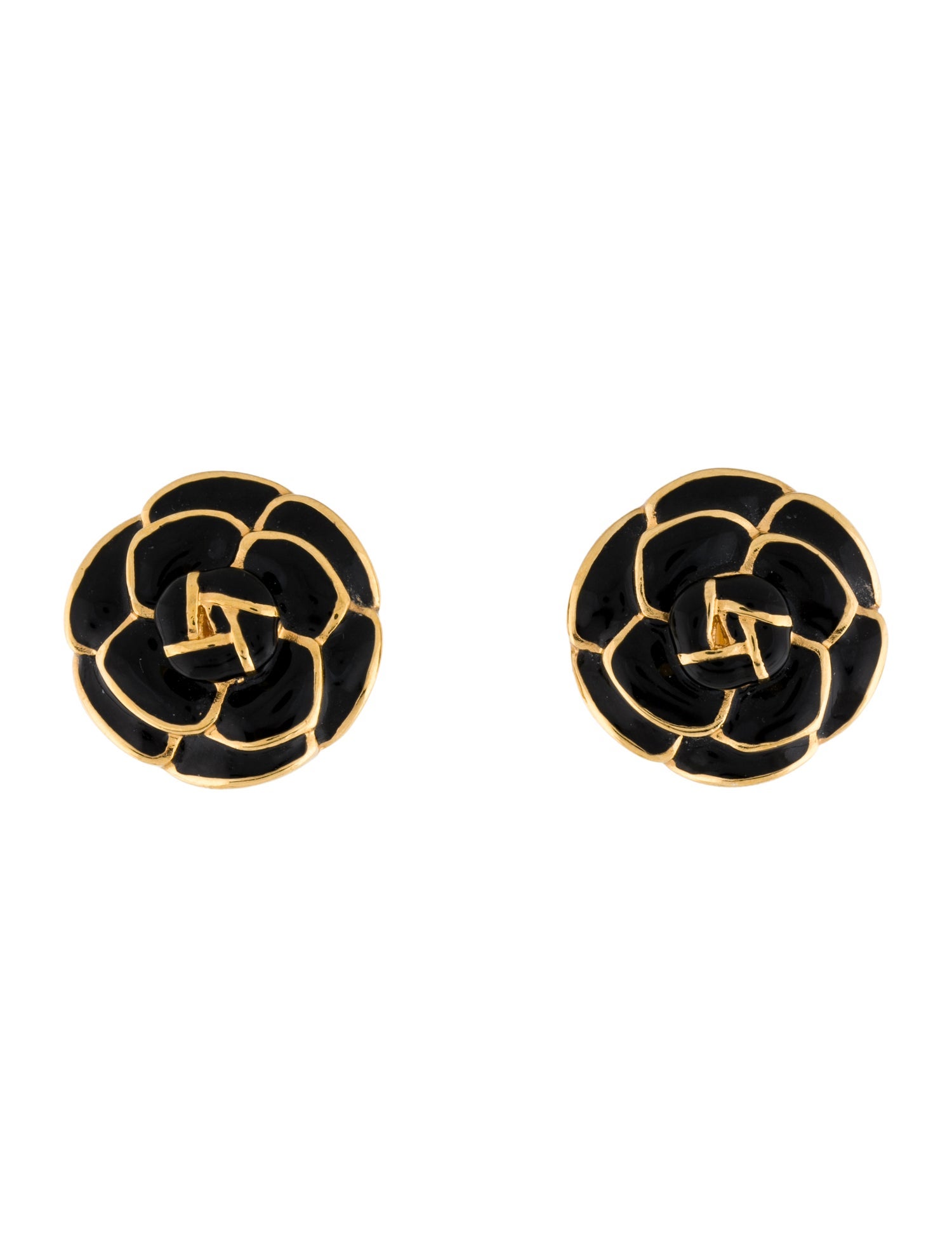 St. John Enamel Rose Clip On Earrrings