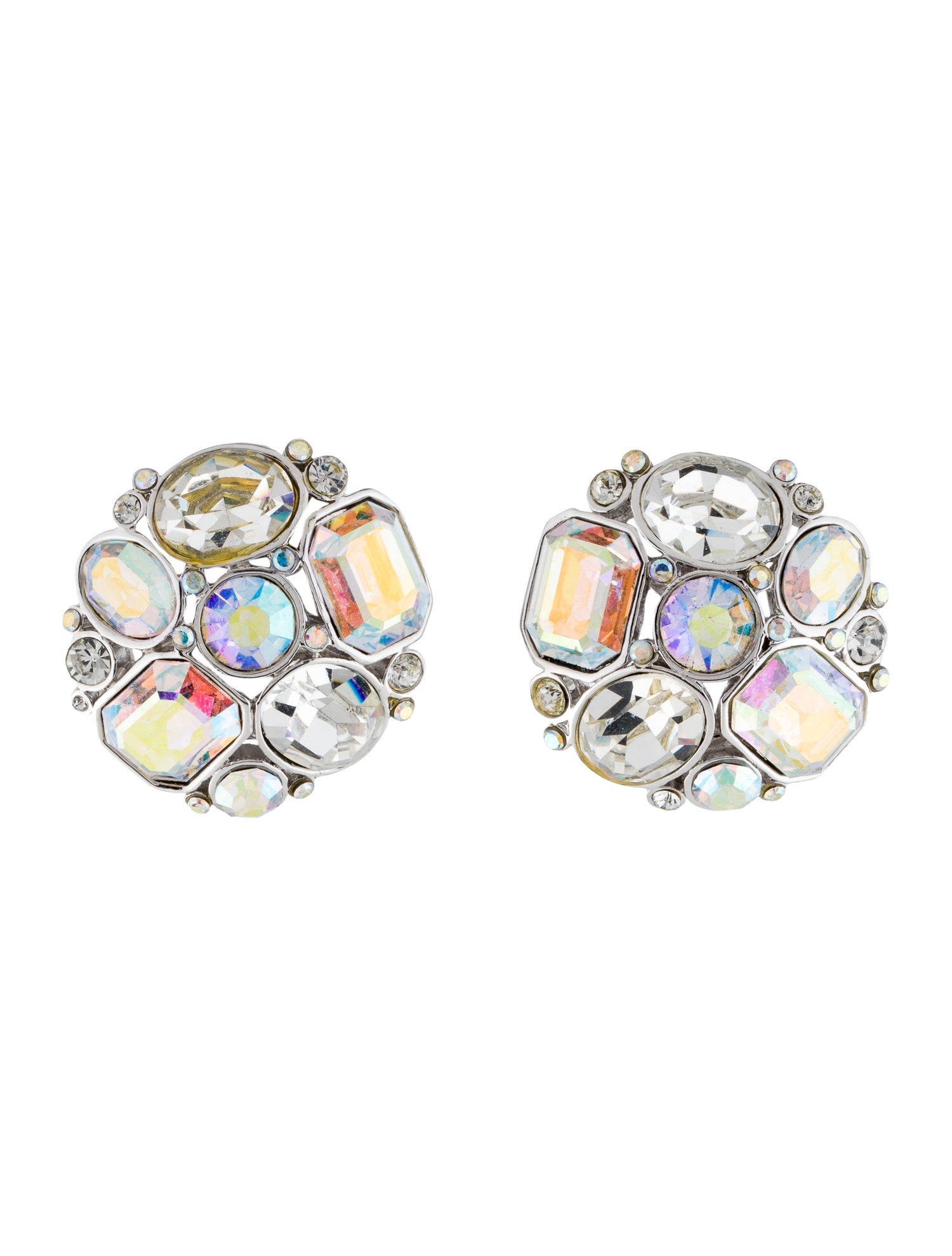 St. John Crystal Cluster Clip-On Earrings