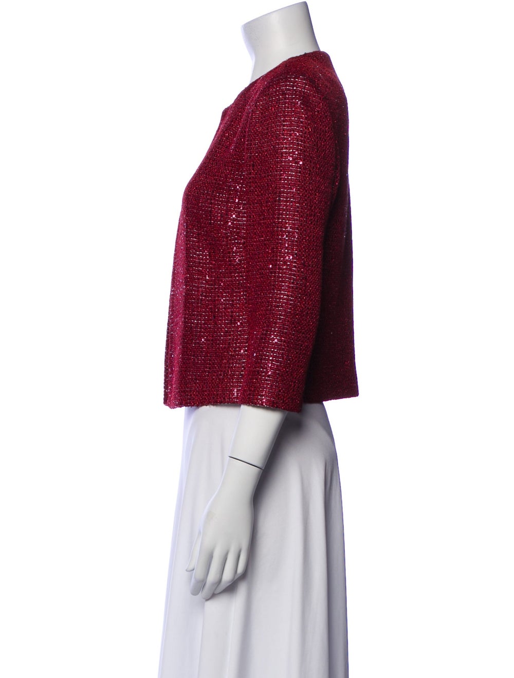 St. John Wool Evening Jacket Red Sequin Embellish… - image 2
